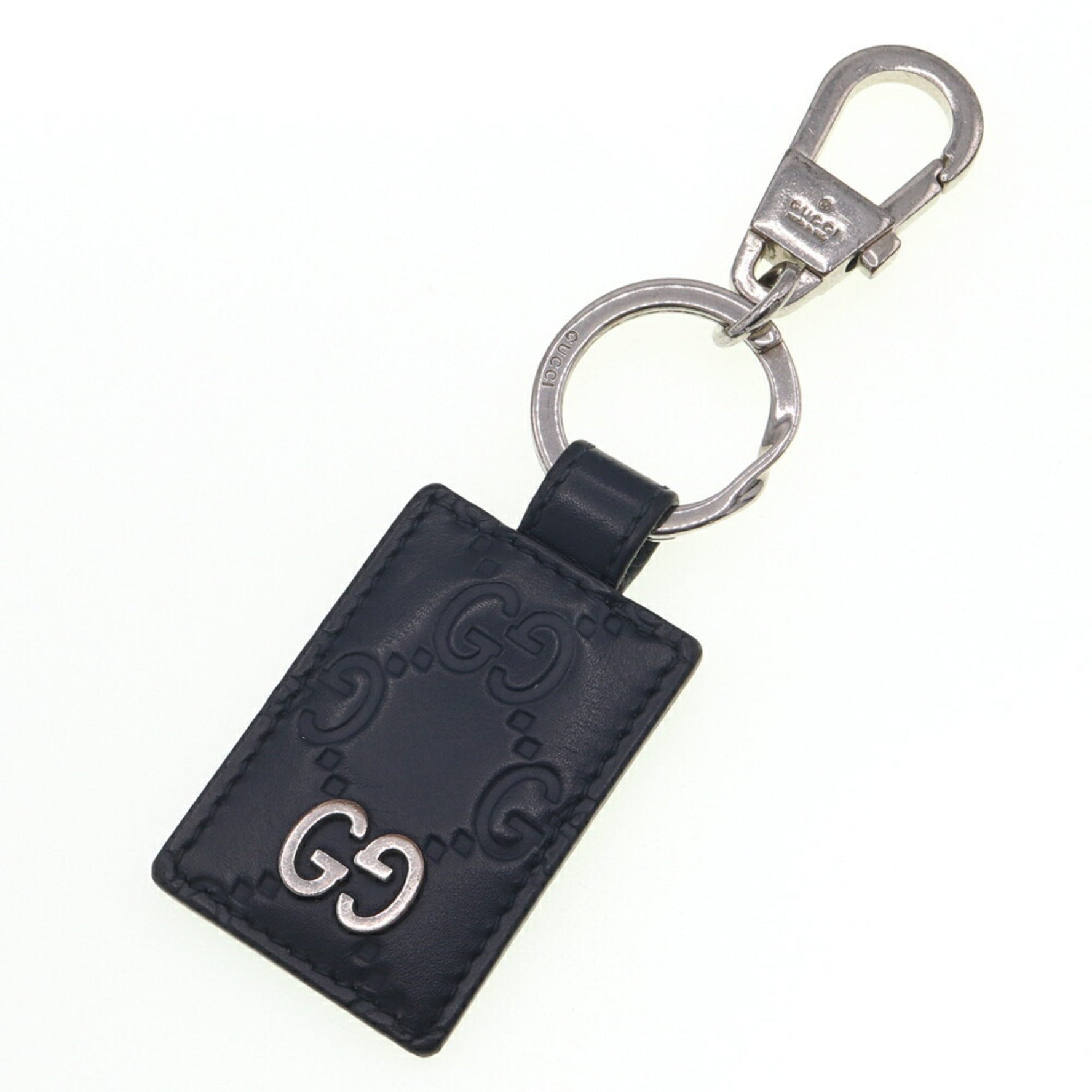 Gucci Key Ring, Guccissima Leather Keychain Bag Charm, GG