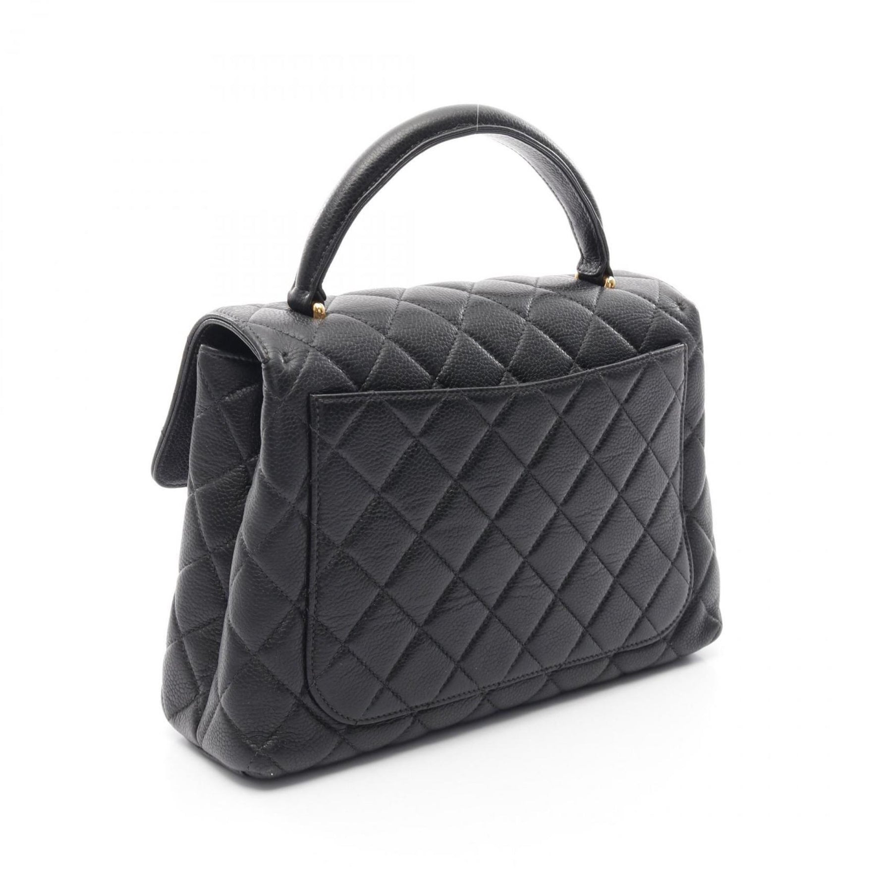 CHANEL Matelasse Top Handle Bag, Handbag, Leather, Grained Calfskin, Women's, Black