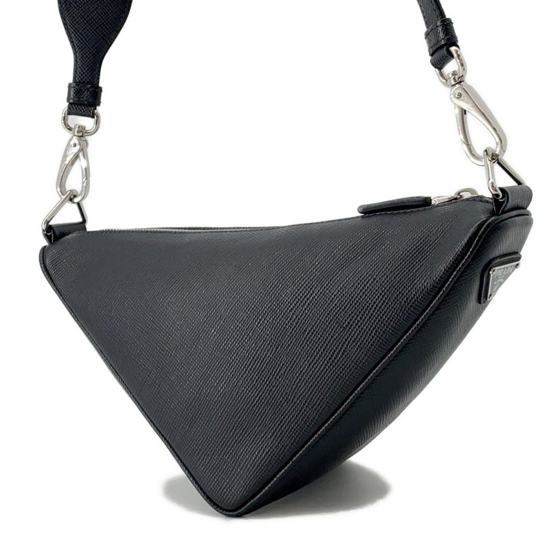 Prada Saffiano Triangle Leather Shoulder Bag