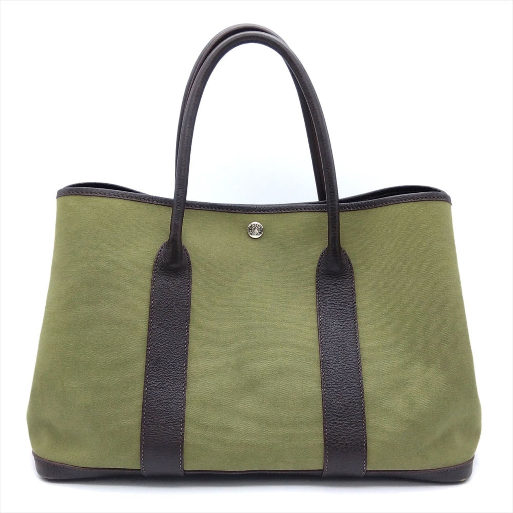 Hermes Garden PM Handbag Toile Officier Leather F Stamp Unisex