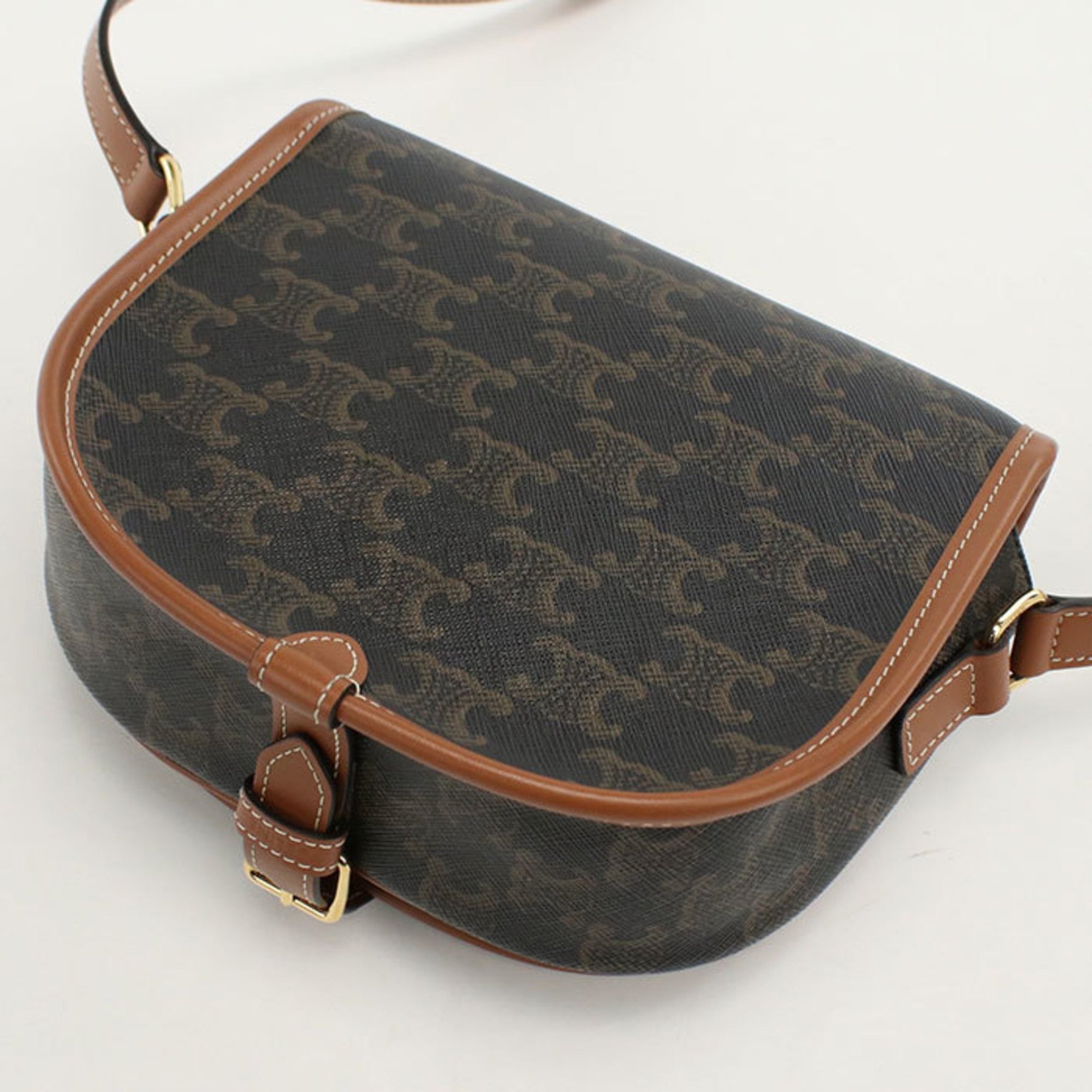 CELINE Folco Triomphe Canvas Shoulder Bag Medium