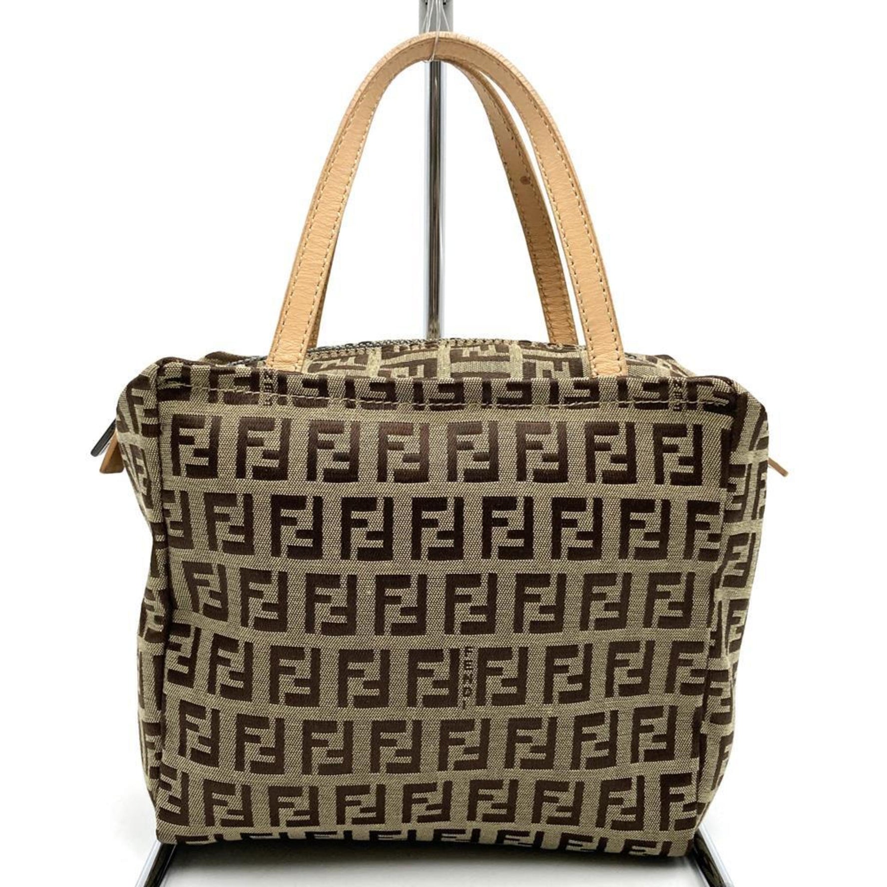 FENDI 2415 028 Handbag Pouch Zucchino Canvas Leather Men's