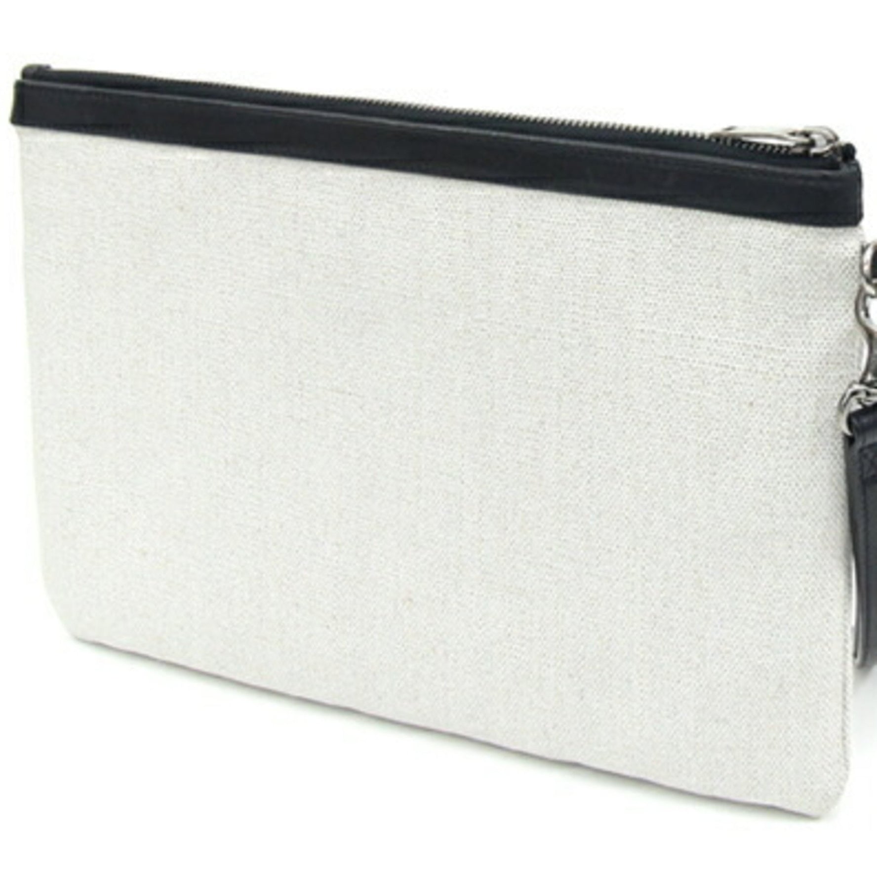 Saint Laurent Clutch Bag Rive Gauche Ivory Beige Black PVC Leather Hand Strap Pouch Women Men SAINT LAURENT