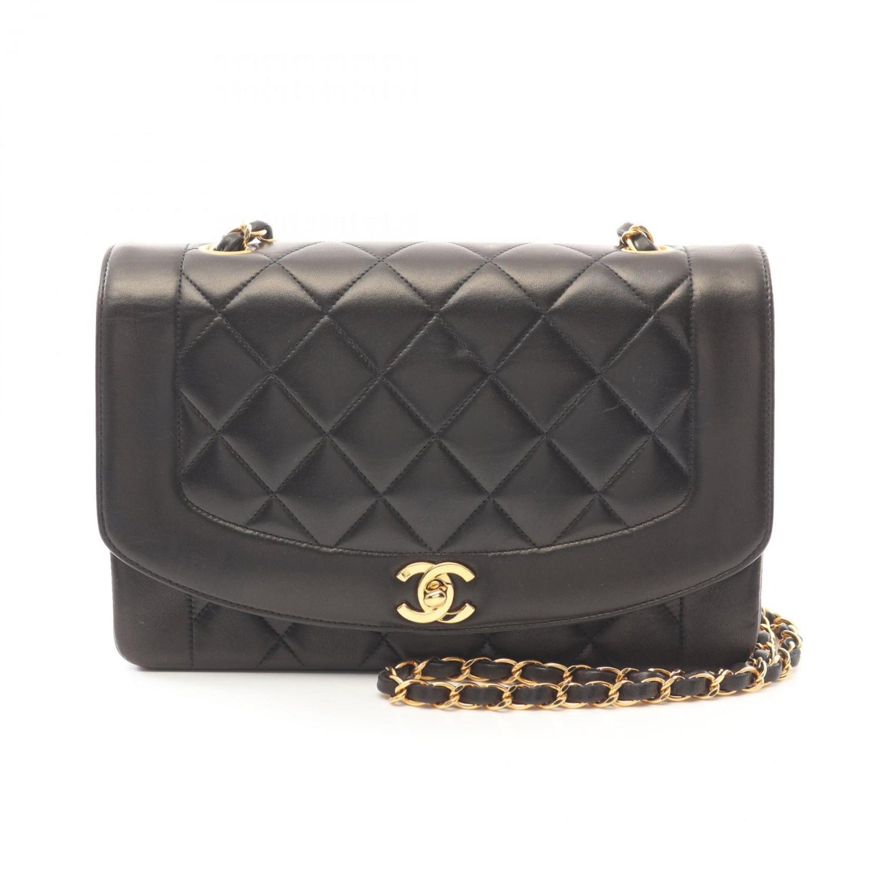 CHANEL Matelasse Diana Flap Shoulder Bag Lambskin (Sheepskin) Women's Black A01165