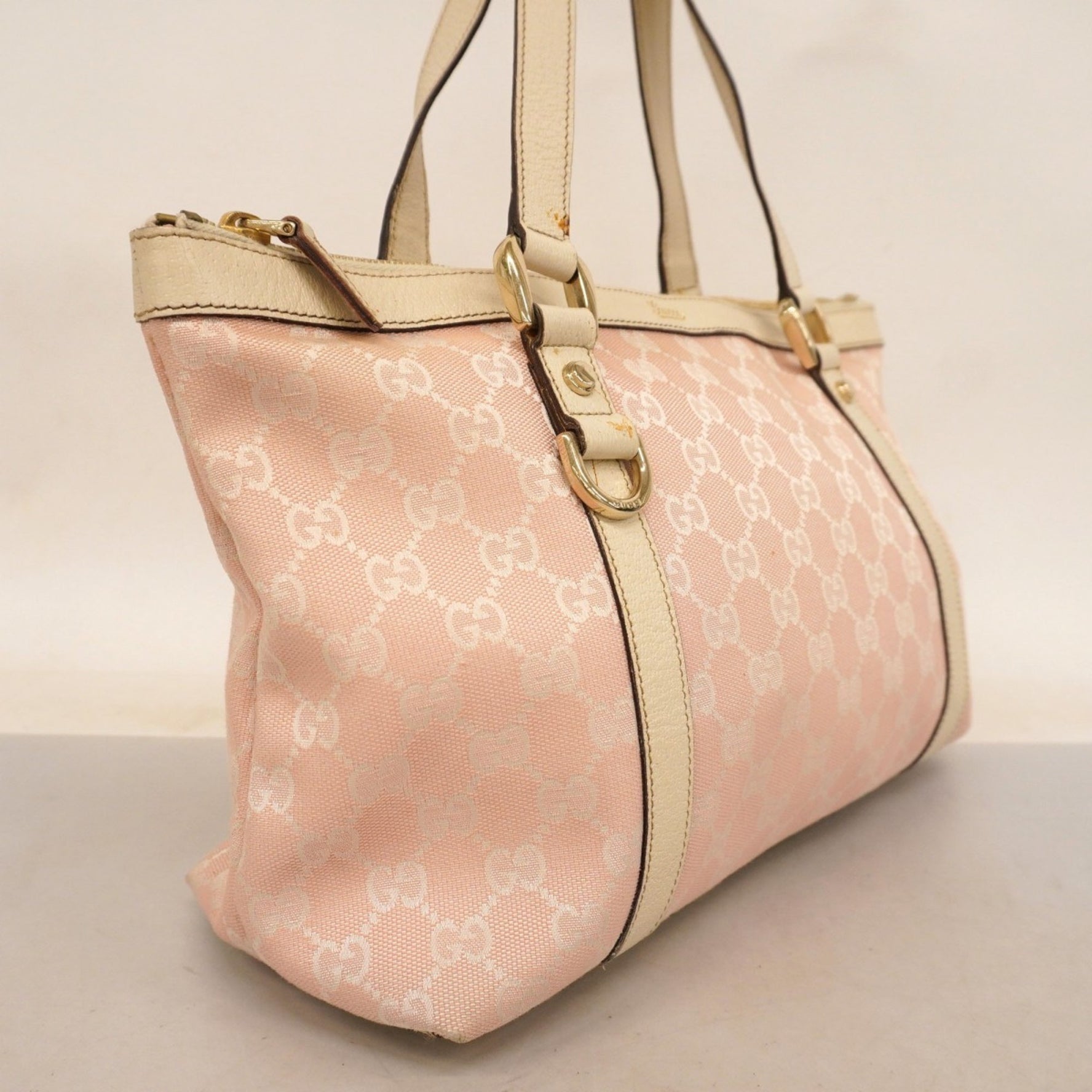 Gucci GG Canvas Abby Tote Bag White Pink