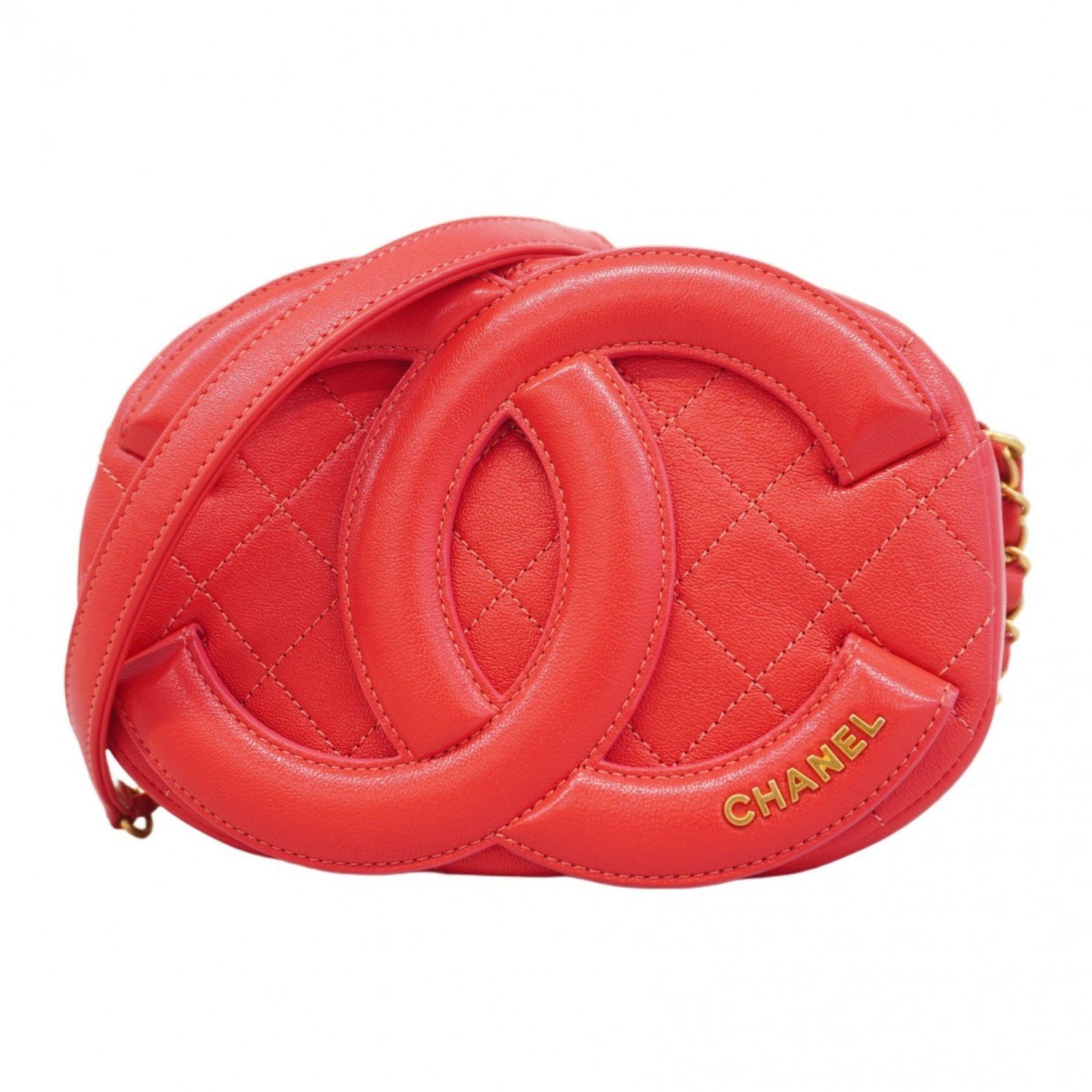 Chanel Matelasse Chain Shoulder Bag, Lambskin, Red