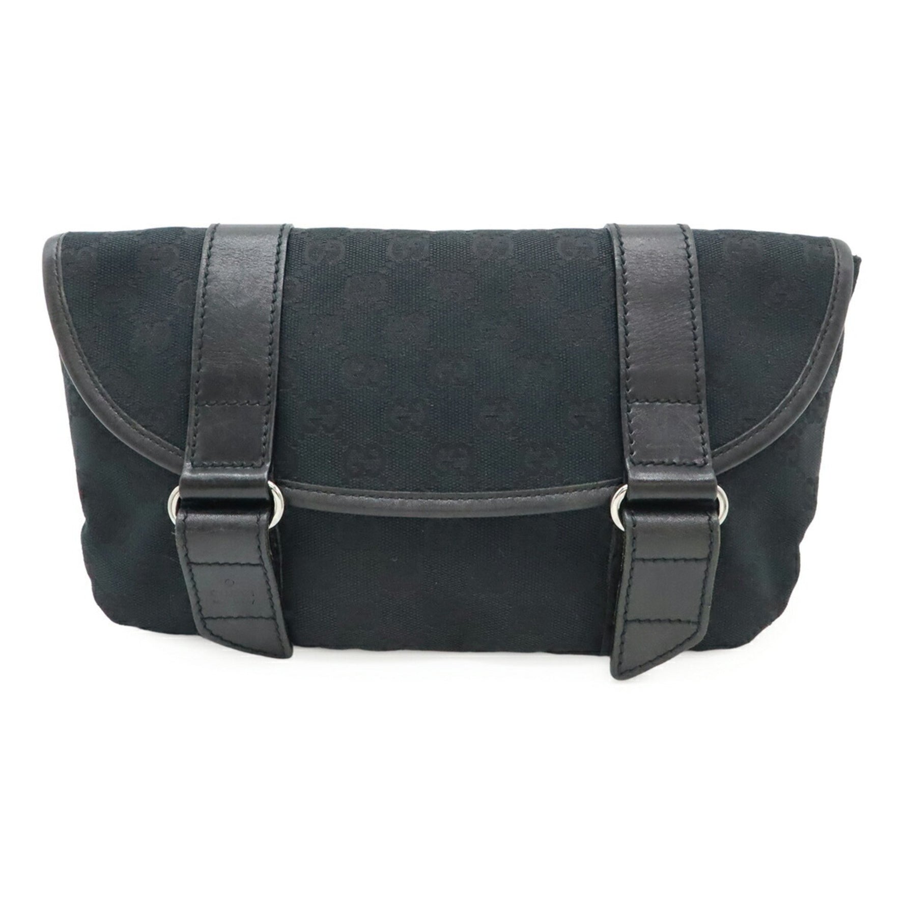 GUCCI GG Canvas Waist Bag/Body Bag/Waist Pouch in Leather