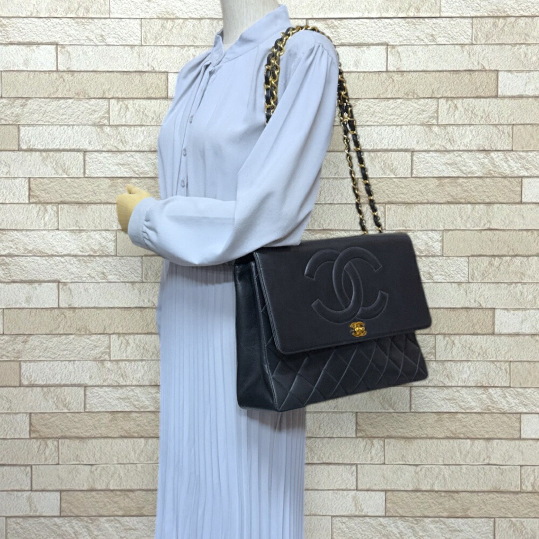 Chanel Deca Matelasse 34 Coco Mark Shoulder Bag Lambskin W Chain