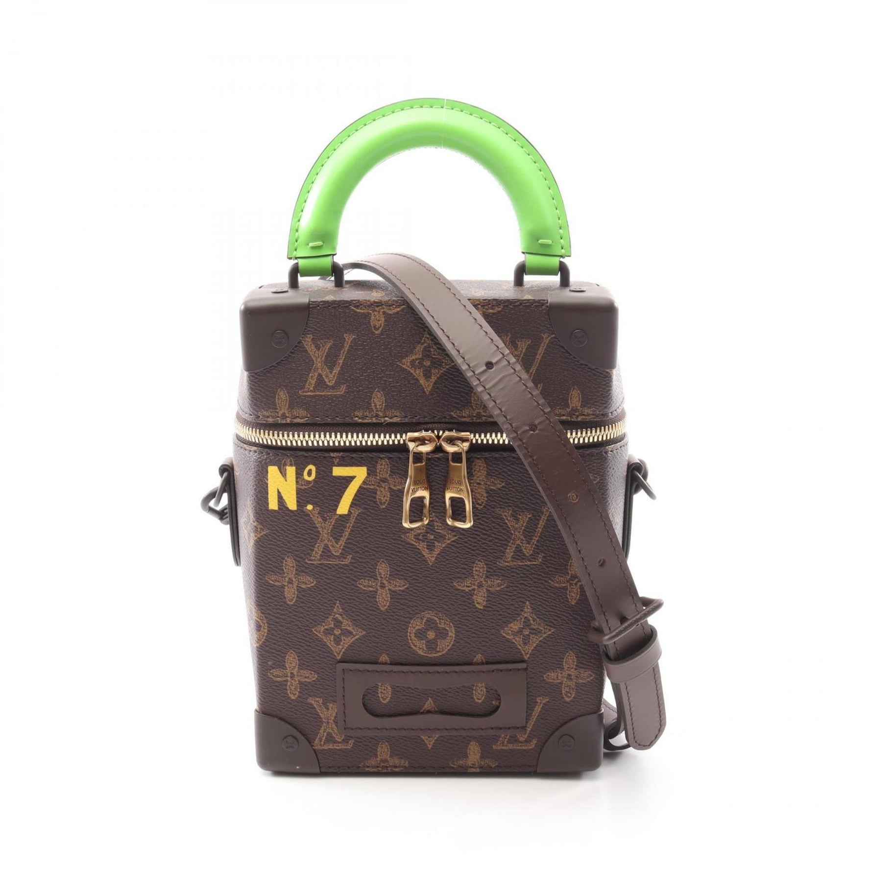 Louis Vuitton Vertical Box Trunk Handbag, Coated Canvas and Leather, Monogram, Brown Green