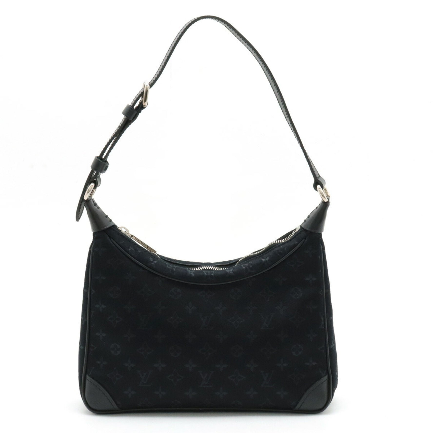 Louis Vuitton Monogram Satin Little Boulogne Pouch Handbag Leather Noir Black