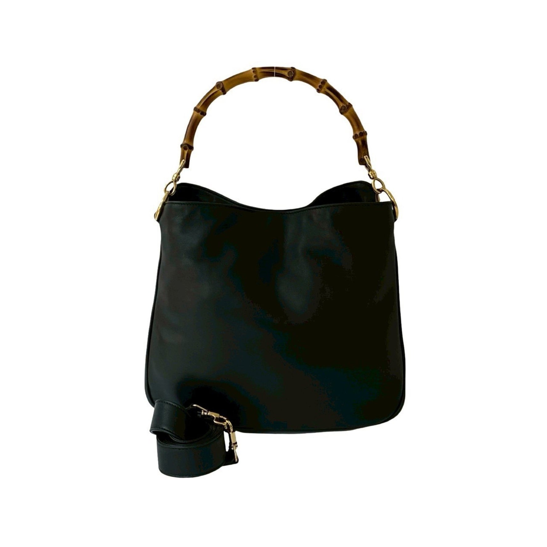 GUCCI Old Gucci Leather Genuine 2-Way Shoulder Bag, Handbag, Mini Tote Black 835-1