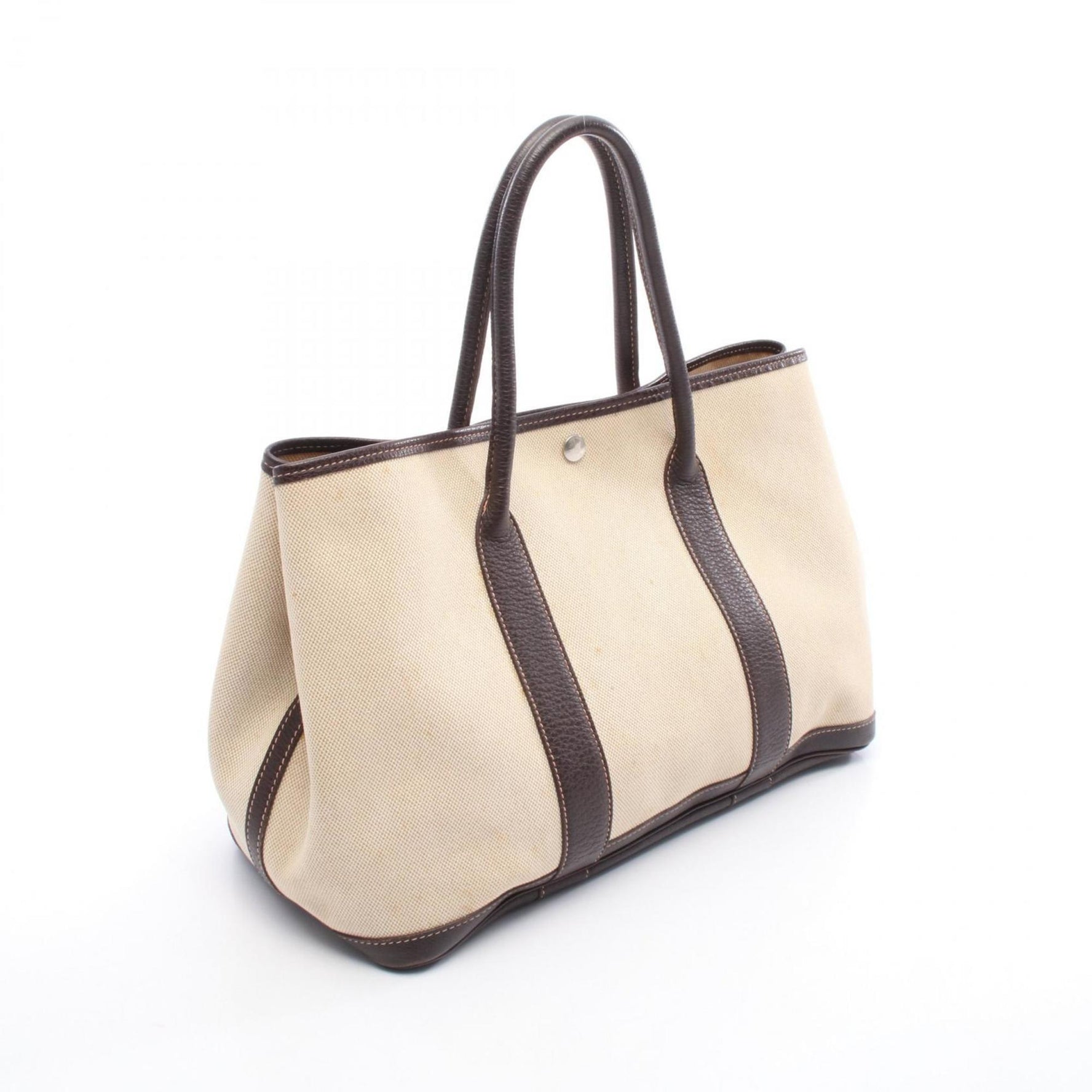 Hermes Hermès Garden Party PM Tote Bag, Canvas and Leather, Toile H, Beige Brown