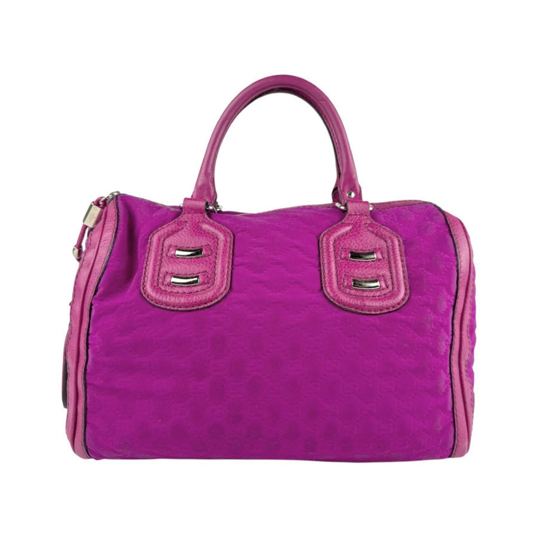 Gucci GG neoprene nylon canvas and leather handbag in purple, pink, silver