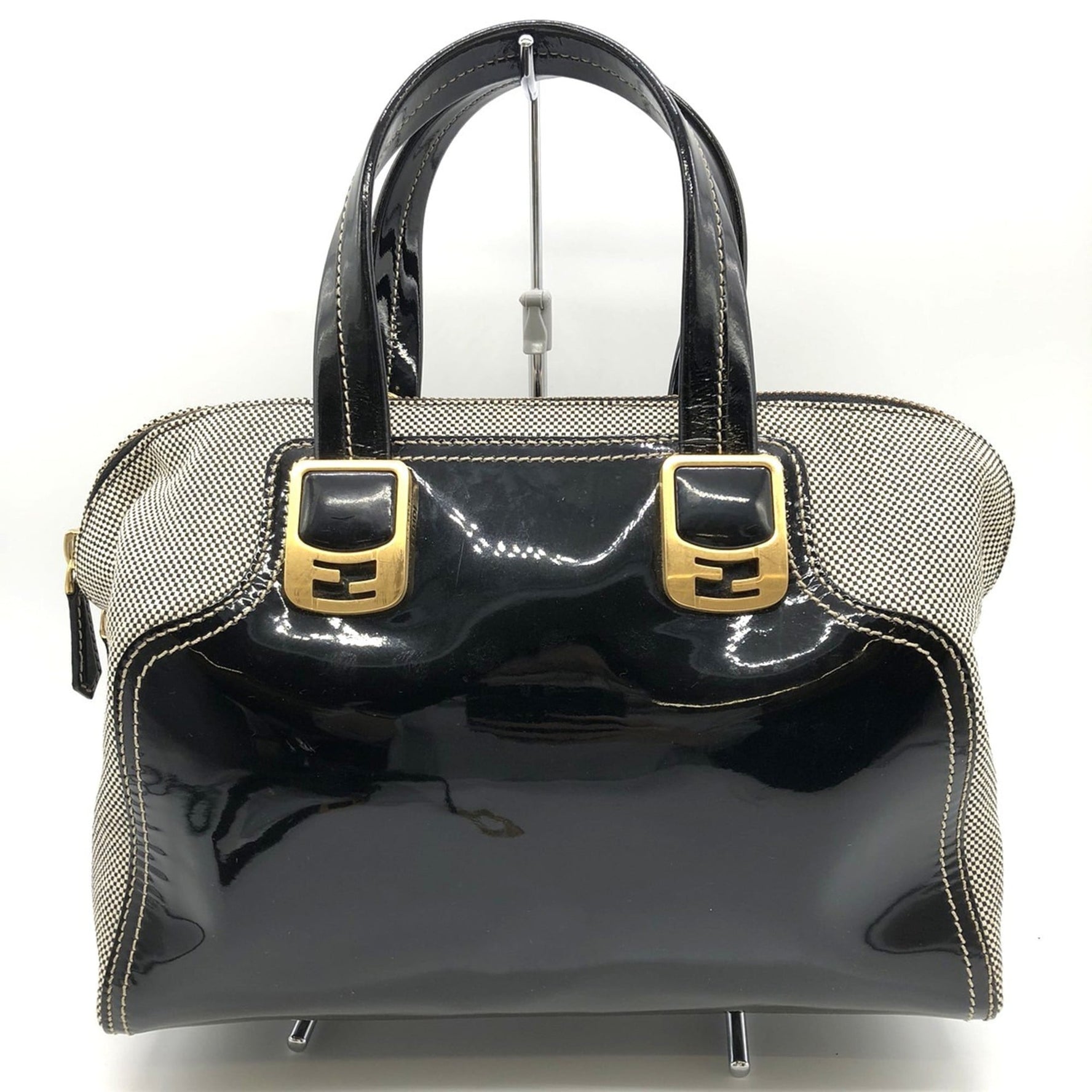 FENDI Chameleon Handbag/Shoulder Bag, Enamel, Patent Canvas