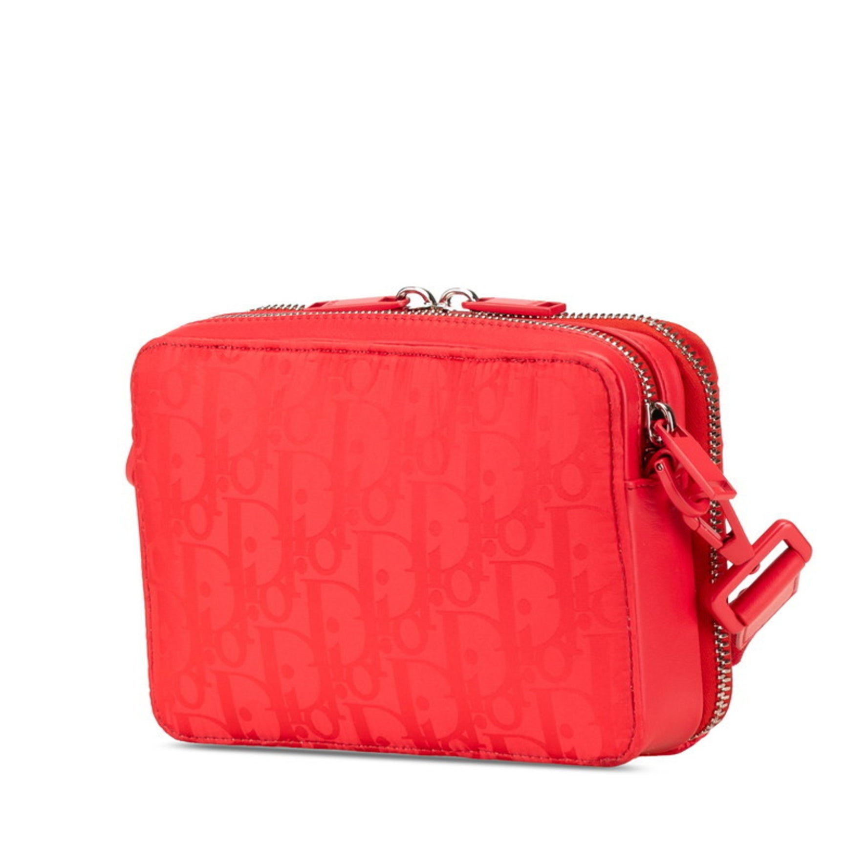 Christian Dior Dior Trotter ERL Collaboration Mirage Quilted Rabbit Shoulder Bag Pouch Red Nylon Leather