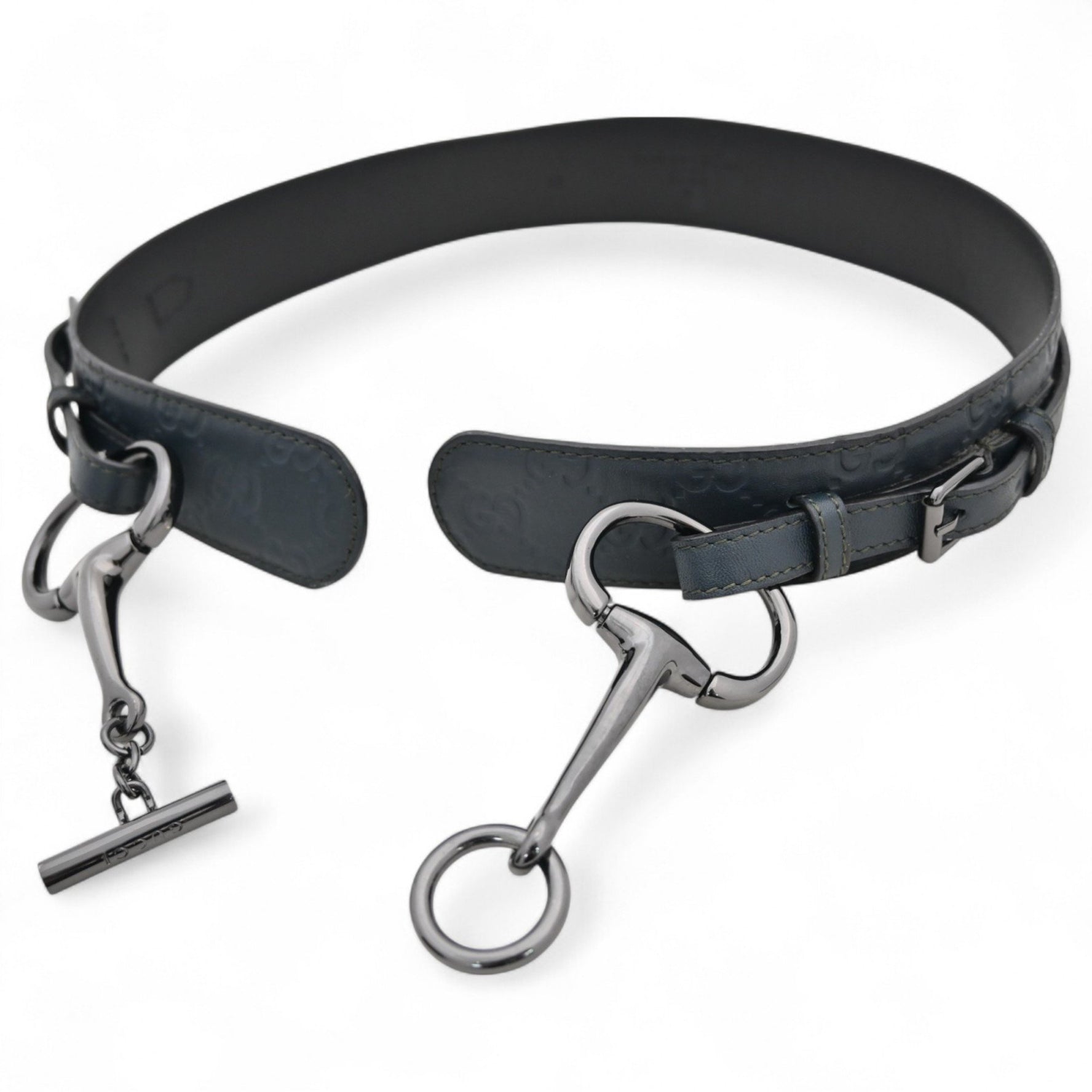 Gucci Shima Horsebit Belt in Green and Black