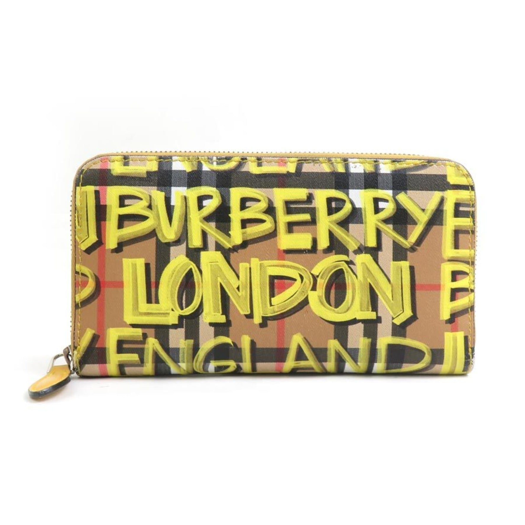 Burberry round long wallet in coated canvas, yellow and beige, women