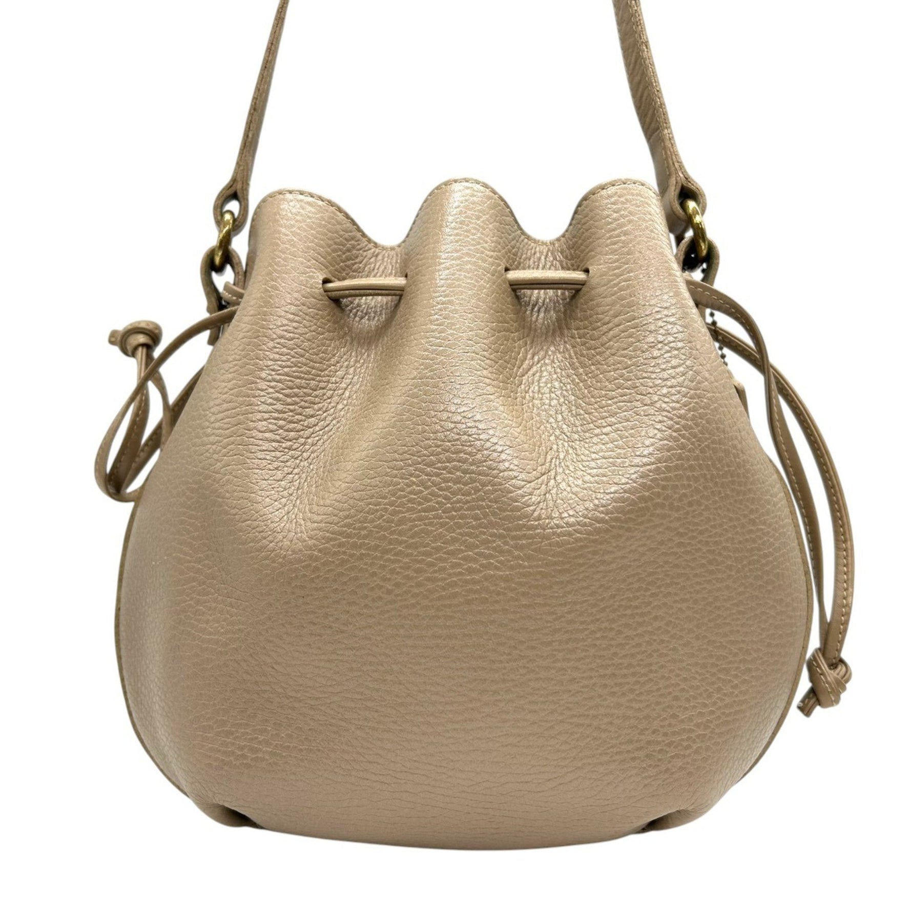 Coach Old Drawstring Shoulder Bag Bucket in Glove-Tanned Leather, Beige/Greige
