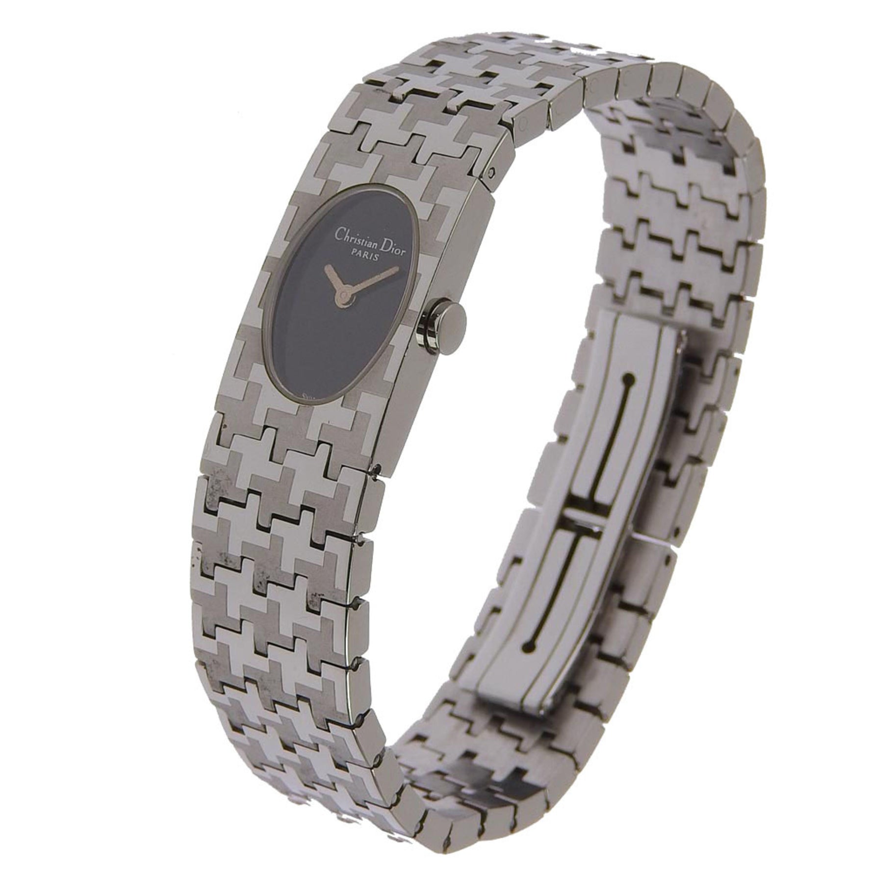 Dior Miss watch stainless steel silver quartz analog display ladies black dial