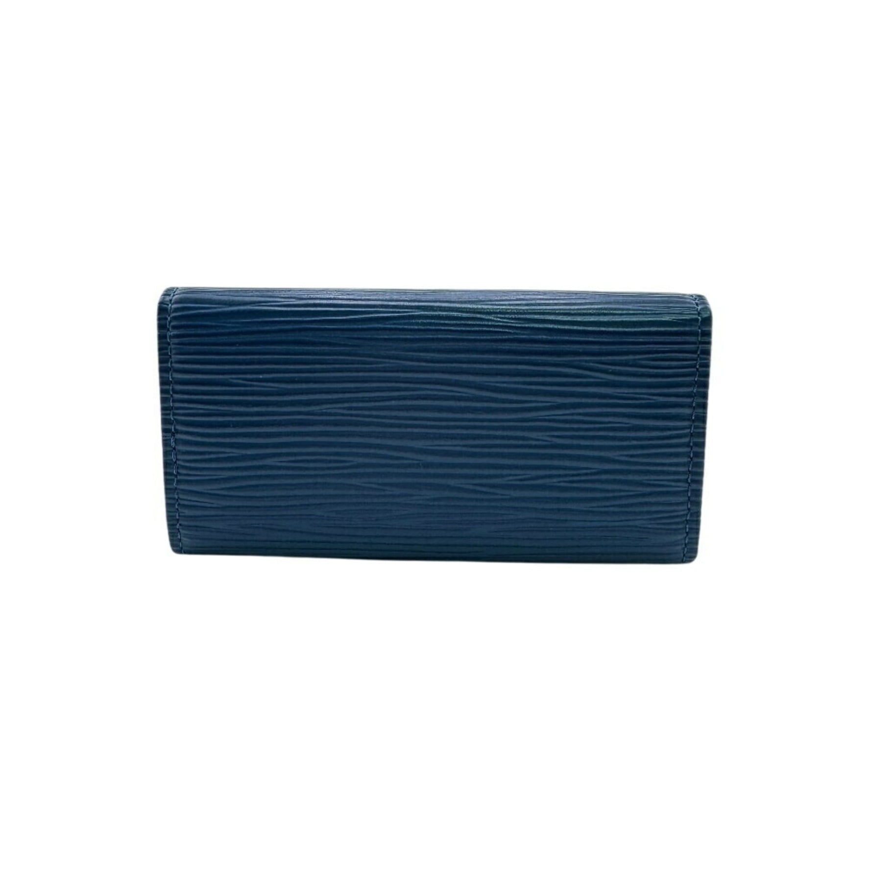 LOUIS VUITTON Multicle 4 Tri-fold Snap Button Epi Leather Key Case Blue