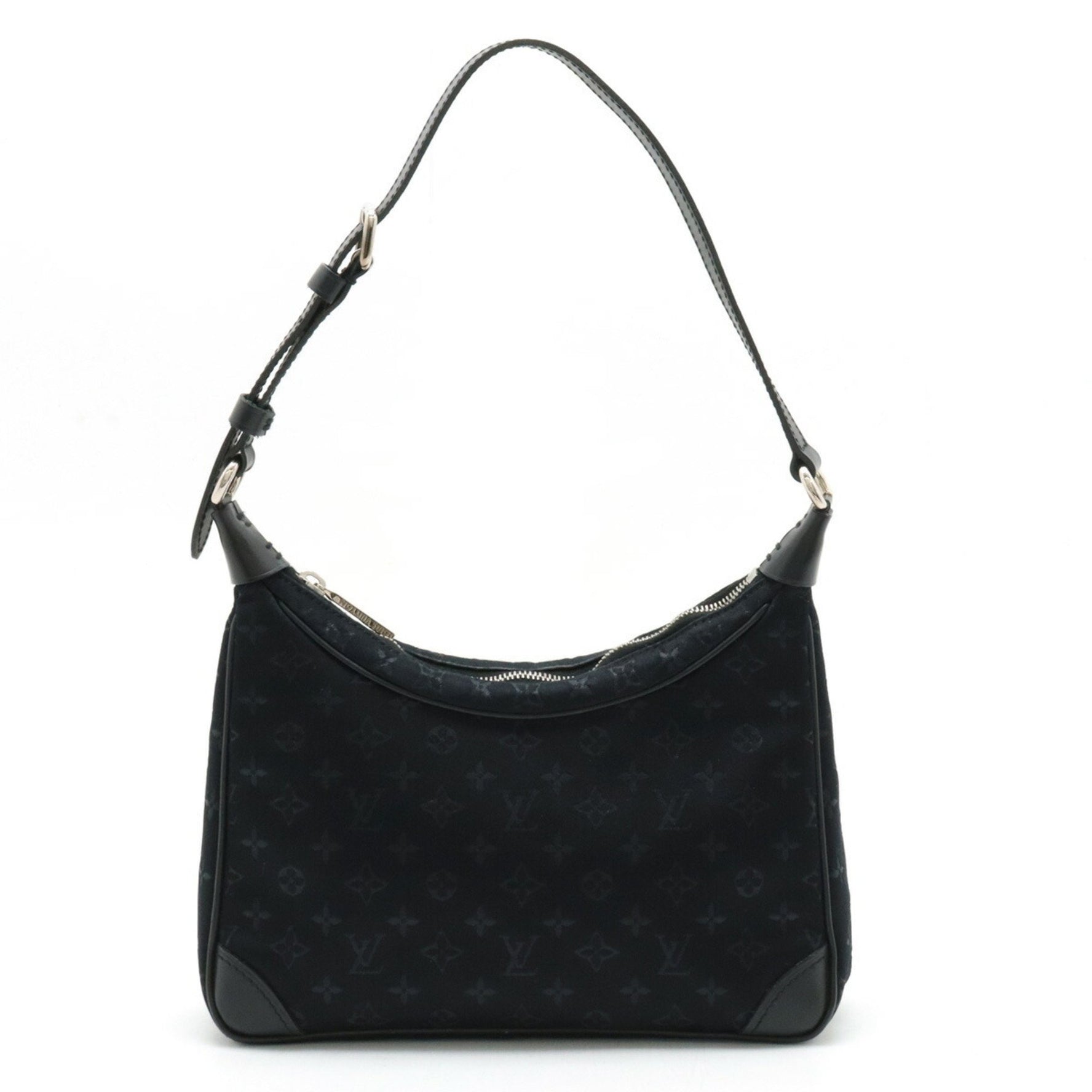 Louis Vuitton Monogram Satin Little Boulogne Pouch Handbag Leather Noir Black