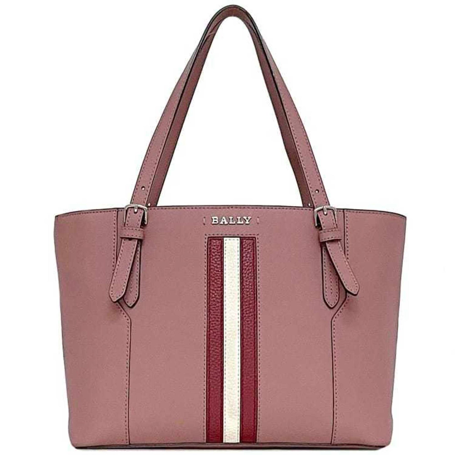 BALLY Tote Bag ec-23492 Pink Leather Stripe Women's