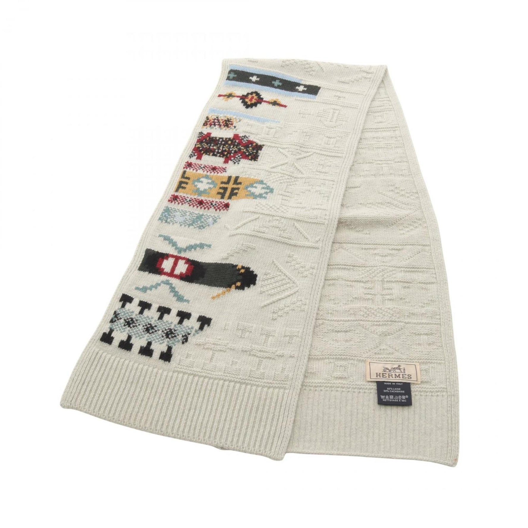 Hermes Hermès Couleur en Cours scarf, wool and cashmere, gray multicolor