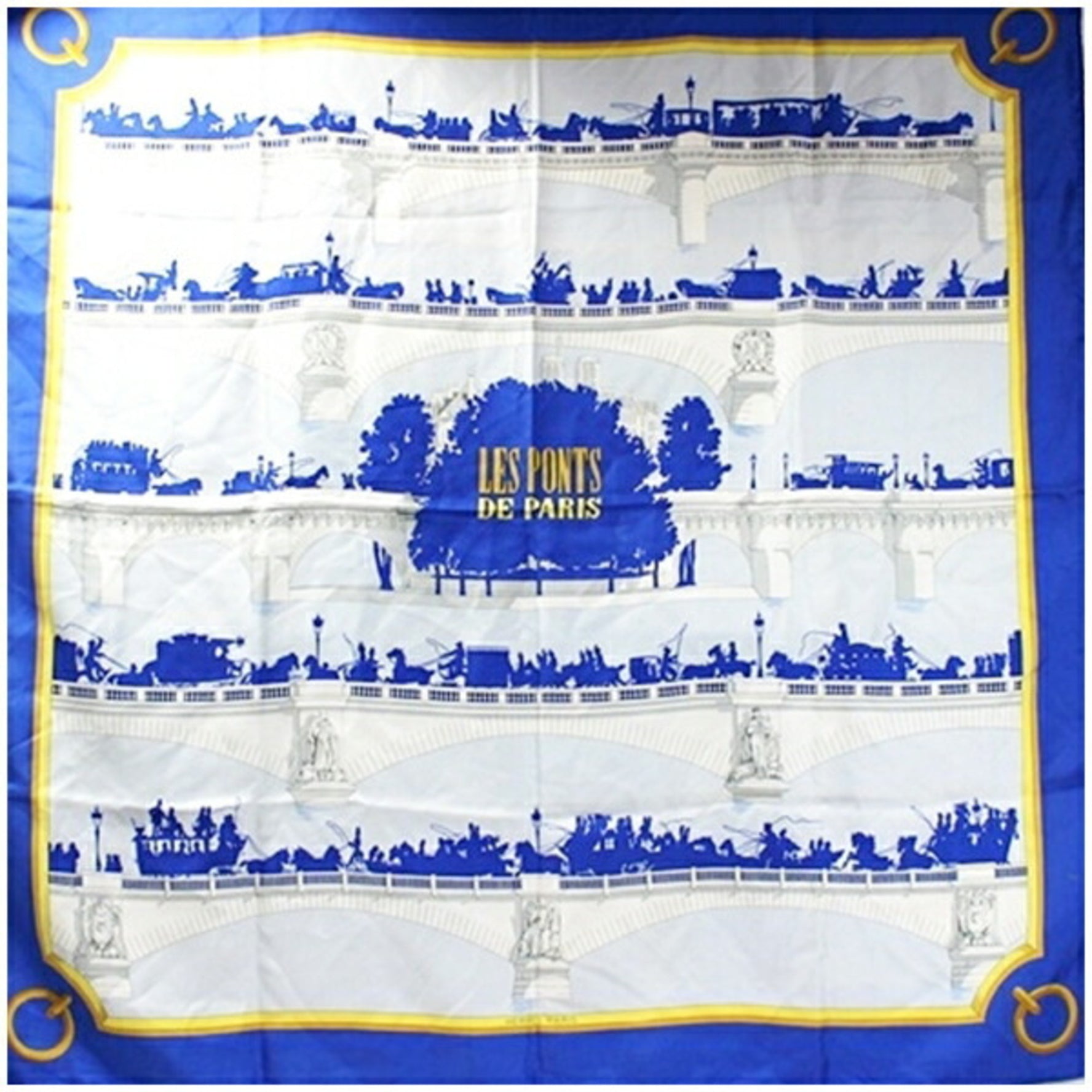 Hermes Silk Scarf Muffler Carre 90 LES PONTS DE PARIS Bridges of Paris