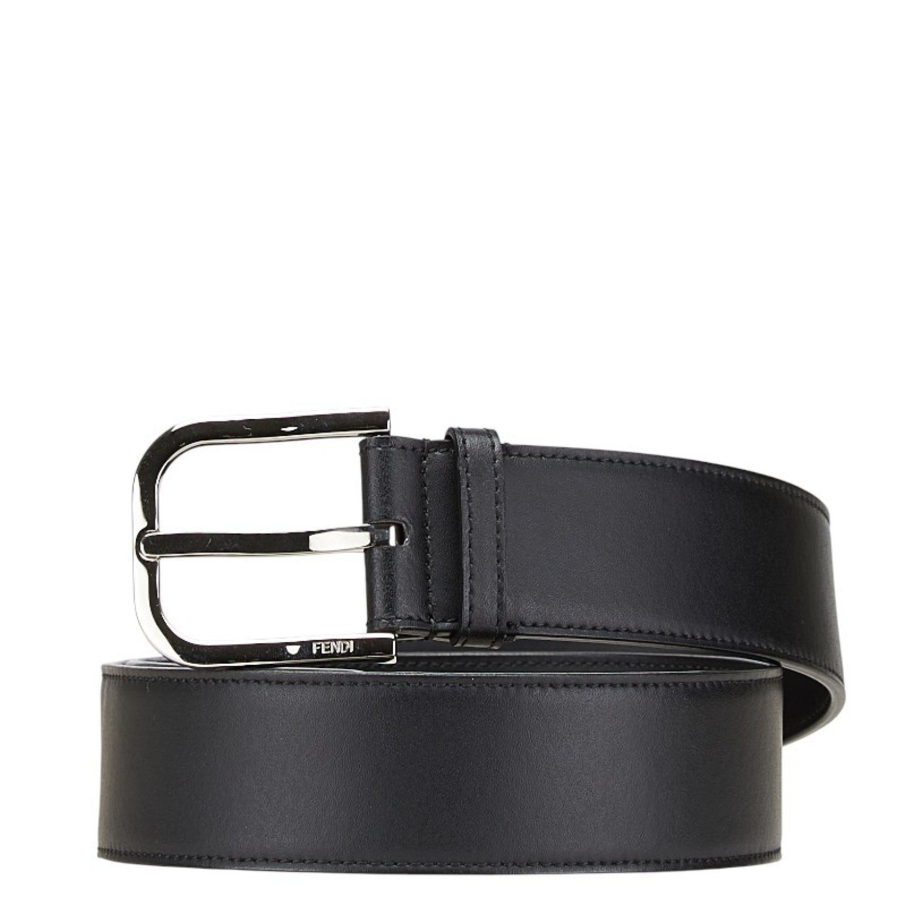 Fendi Zucca Belt 80 32 Black Yellow Leather