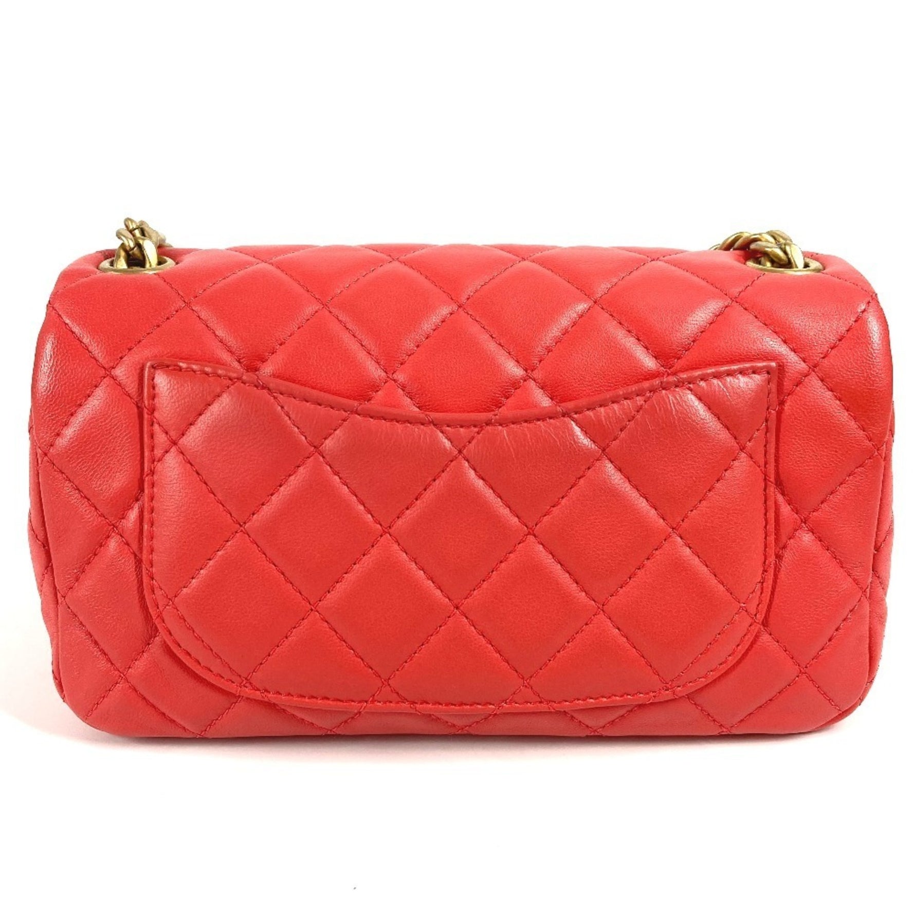 CHANEL CC Coco Mark Matelasse Jeweled Double Chain Bag with Flap Shoulder in Lambskin, Red