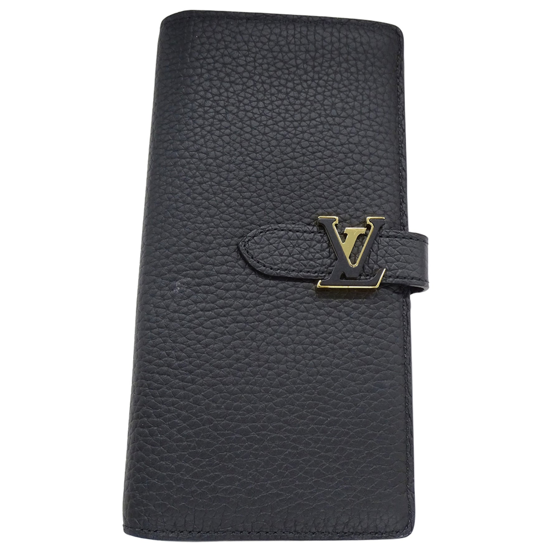 Louis Vuitton Wallet Brand Name Long Bifold Wallet, Taurillon Leather, LV Vertical IC Chip