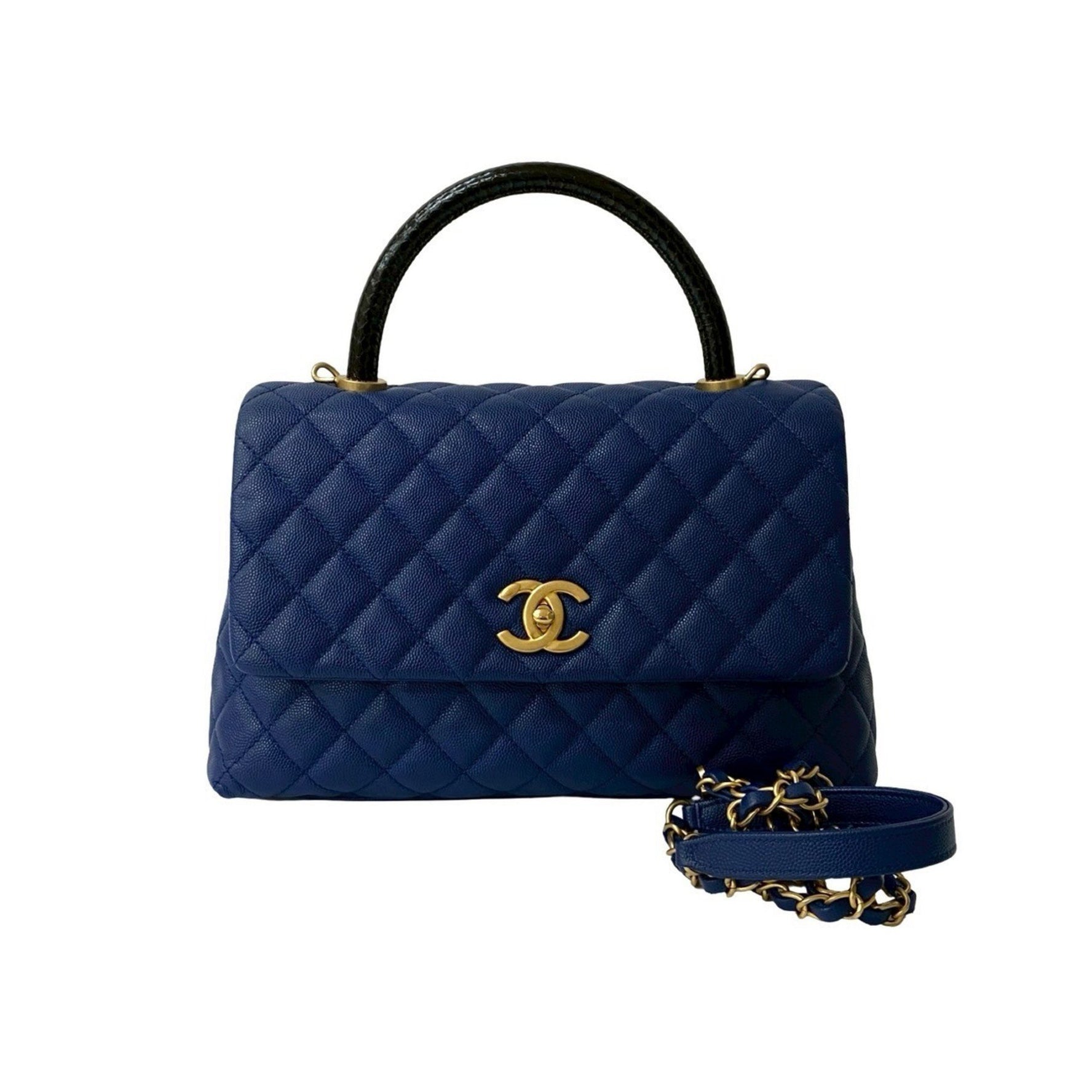 CHANEL Matelasse Coco Caviar Skin Handbag/Shoulder Bag, Blue