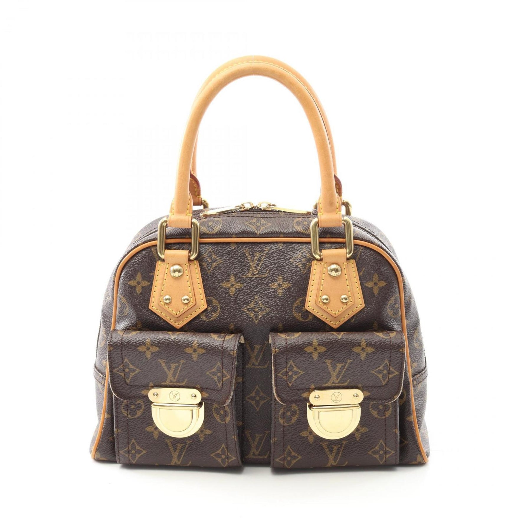 Louis Vuitton Manhattan PM Handbag in Coated Canvas and Leather with Monogram Design