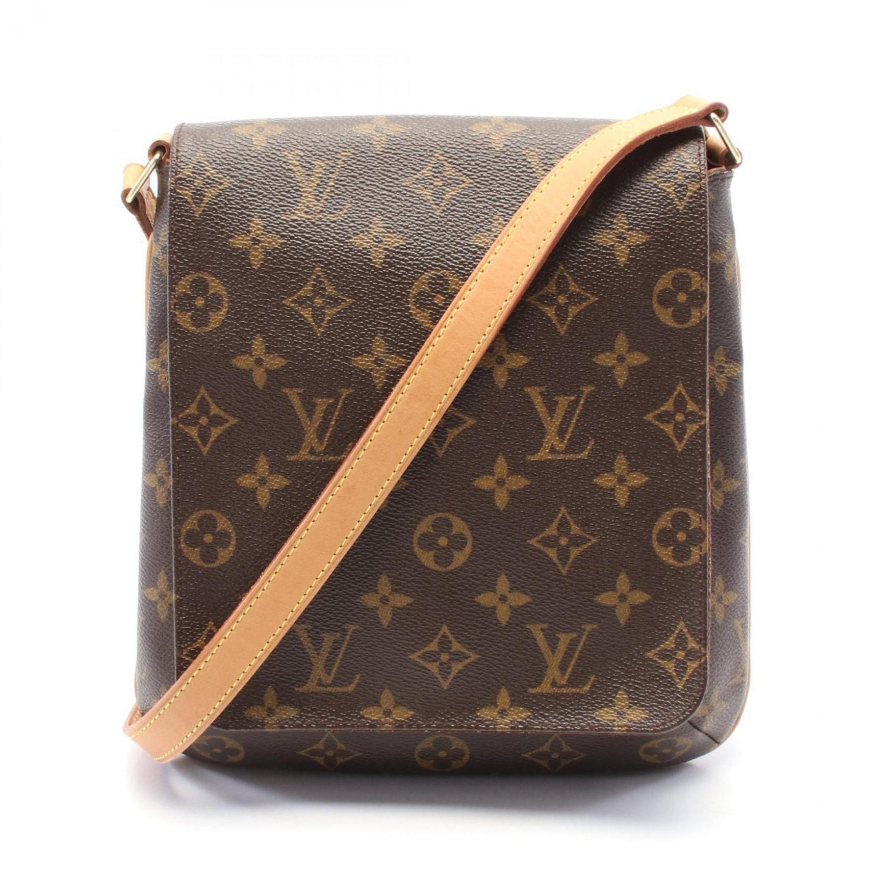 Louis Vuitton Musette Salsa Long Strap Shoulder Bag Coated Canvas Leather Monogram Brown