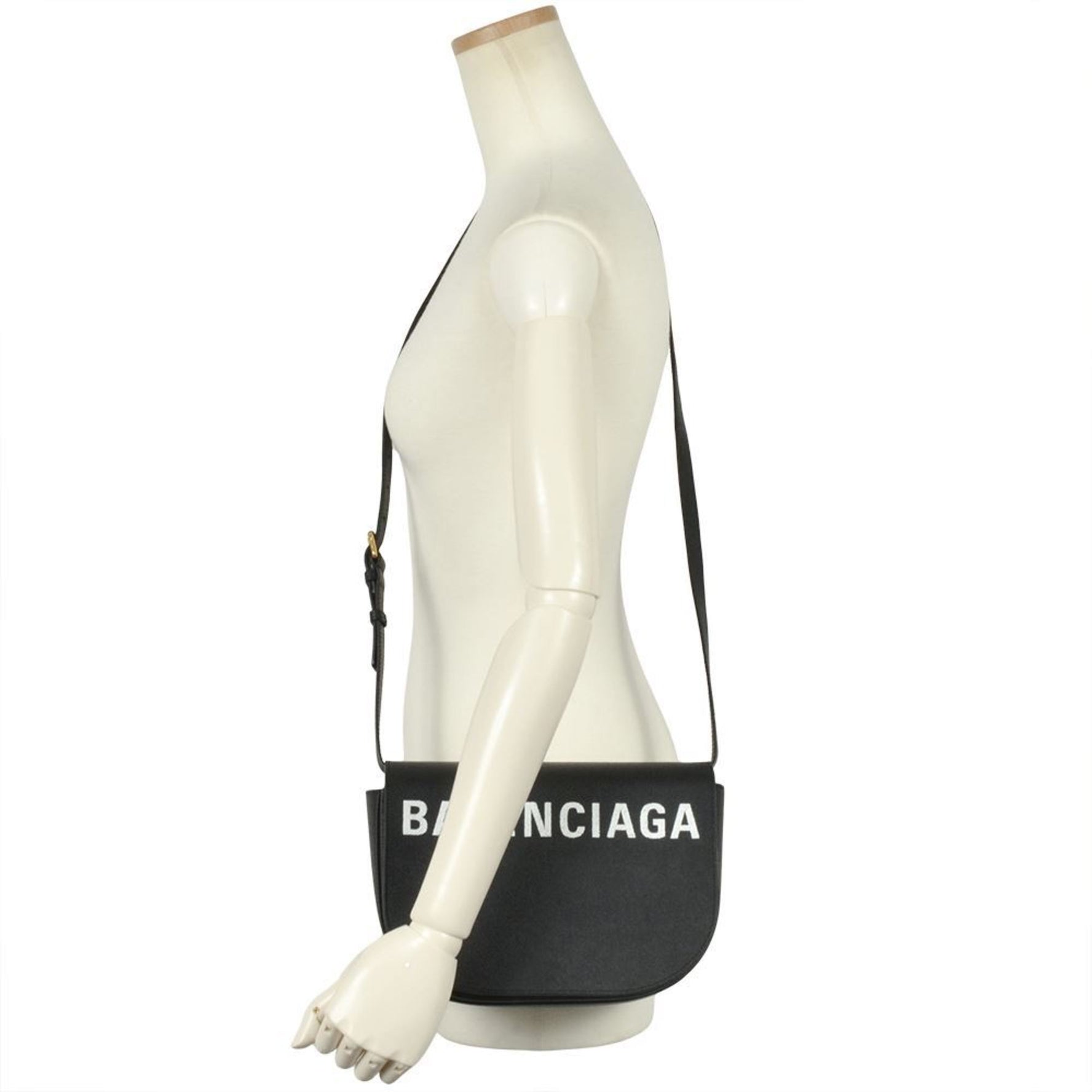 BALENCIAGA Ville Day Shoulder Bag Leather Black