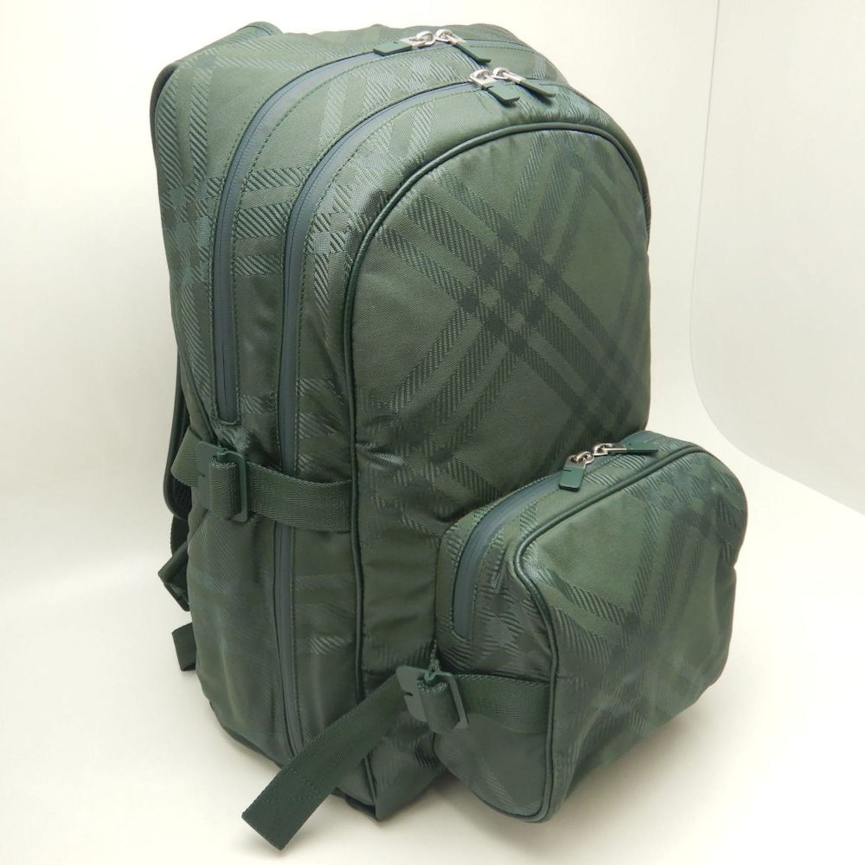BURBERRY Backpack Check Jacquard Nylon VINE