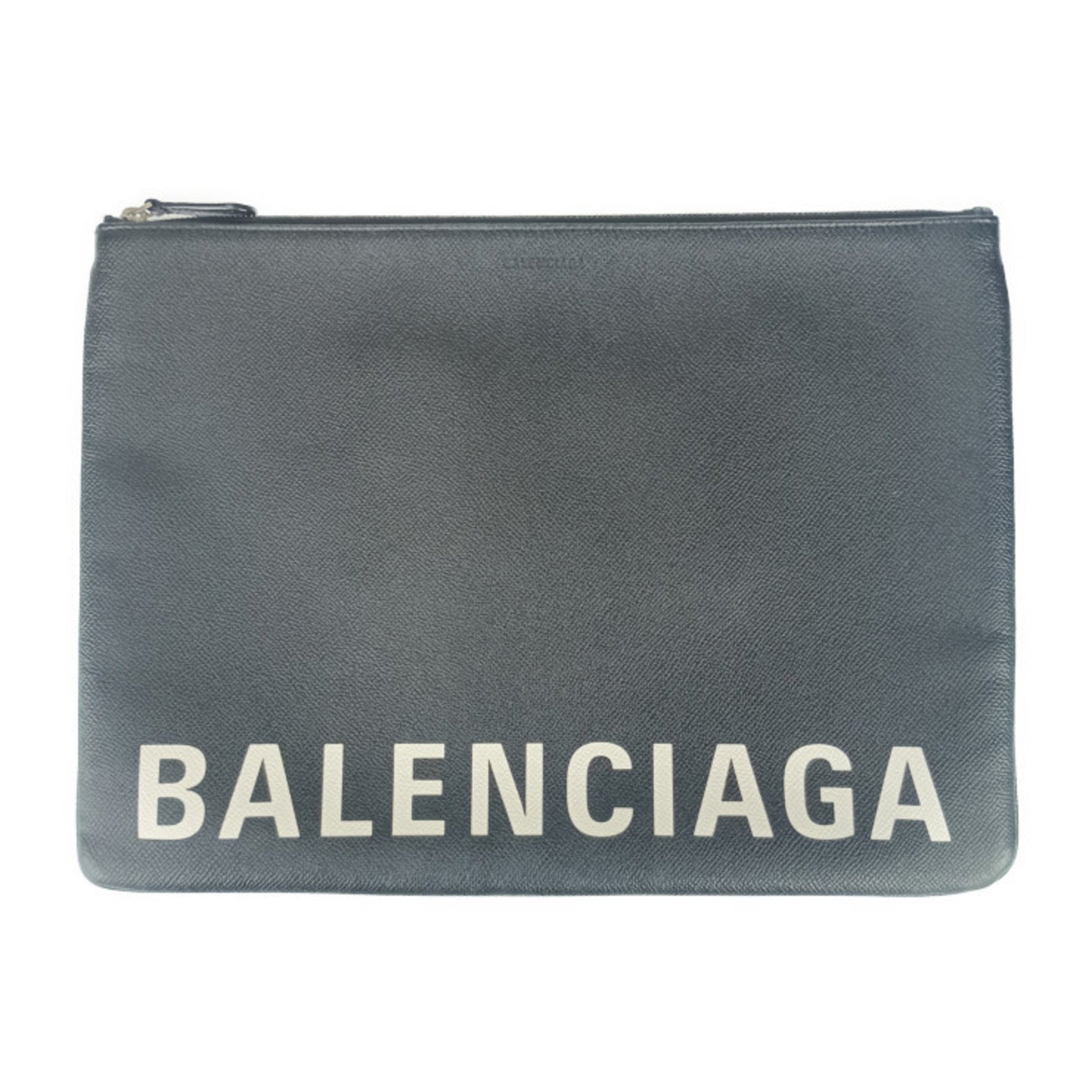 BALENCIAGA VILLE POUCH clutch bag in black and white leather for men