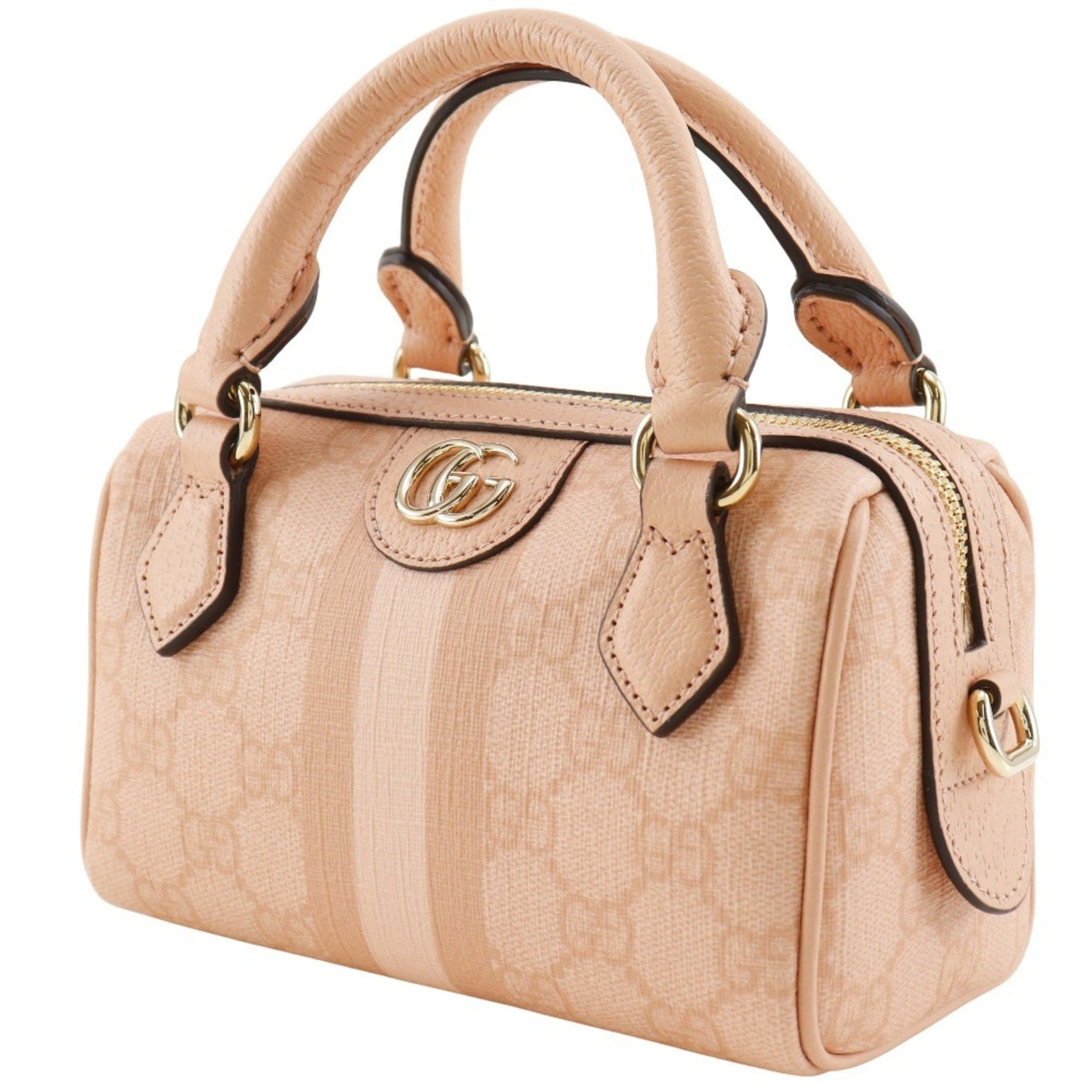 Gucci Ophidia Super Mini Handbag/Shoulder Bag 6241) in GG Supreme Canvas, Dusty Pink.