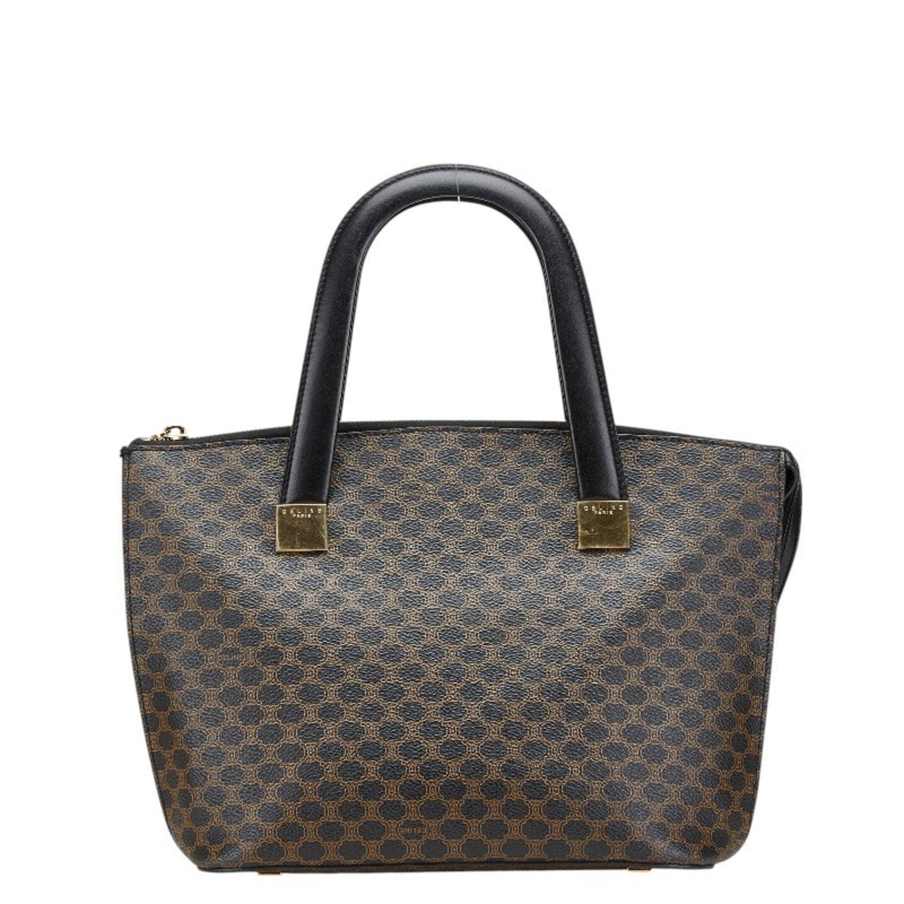 Celine Macadam handbag in black and brown leather .