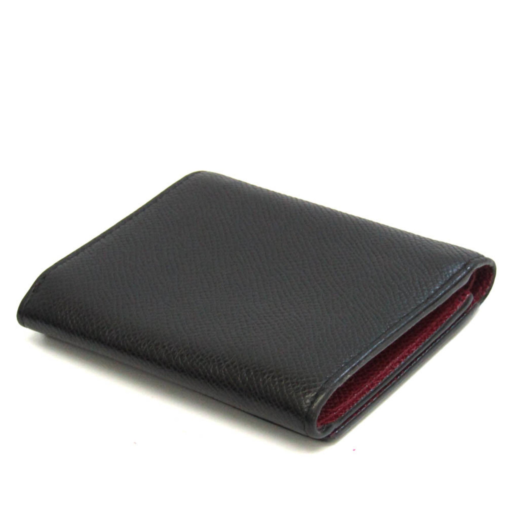 Bally BINS.B Leather Card Case Black,Red Color
