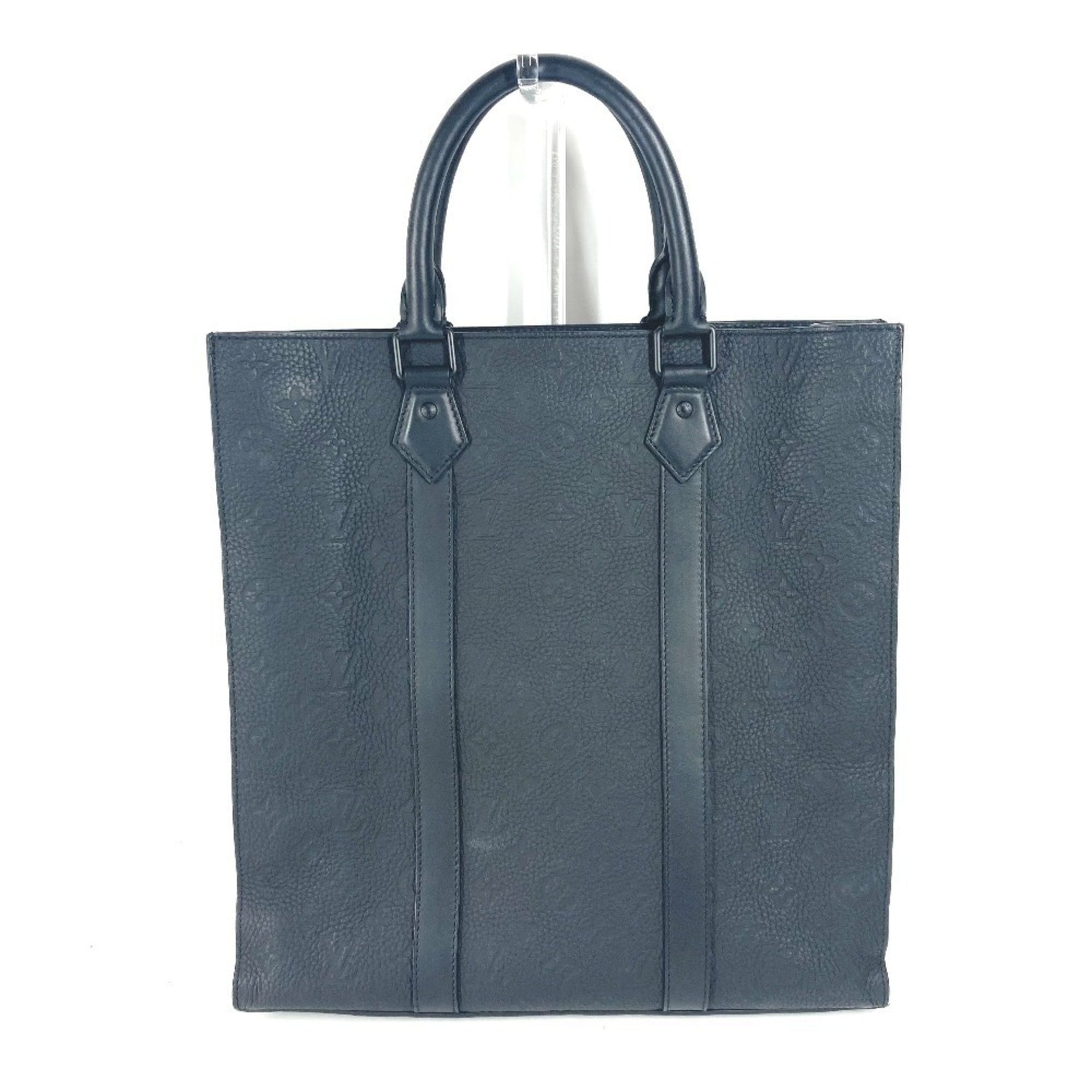 Louis Vuitton Monogram Taurillon Sac Plat Tote Bag Handbag Leather Noir Black