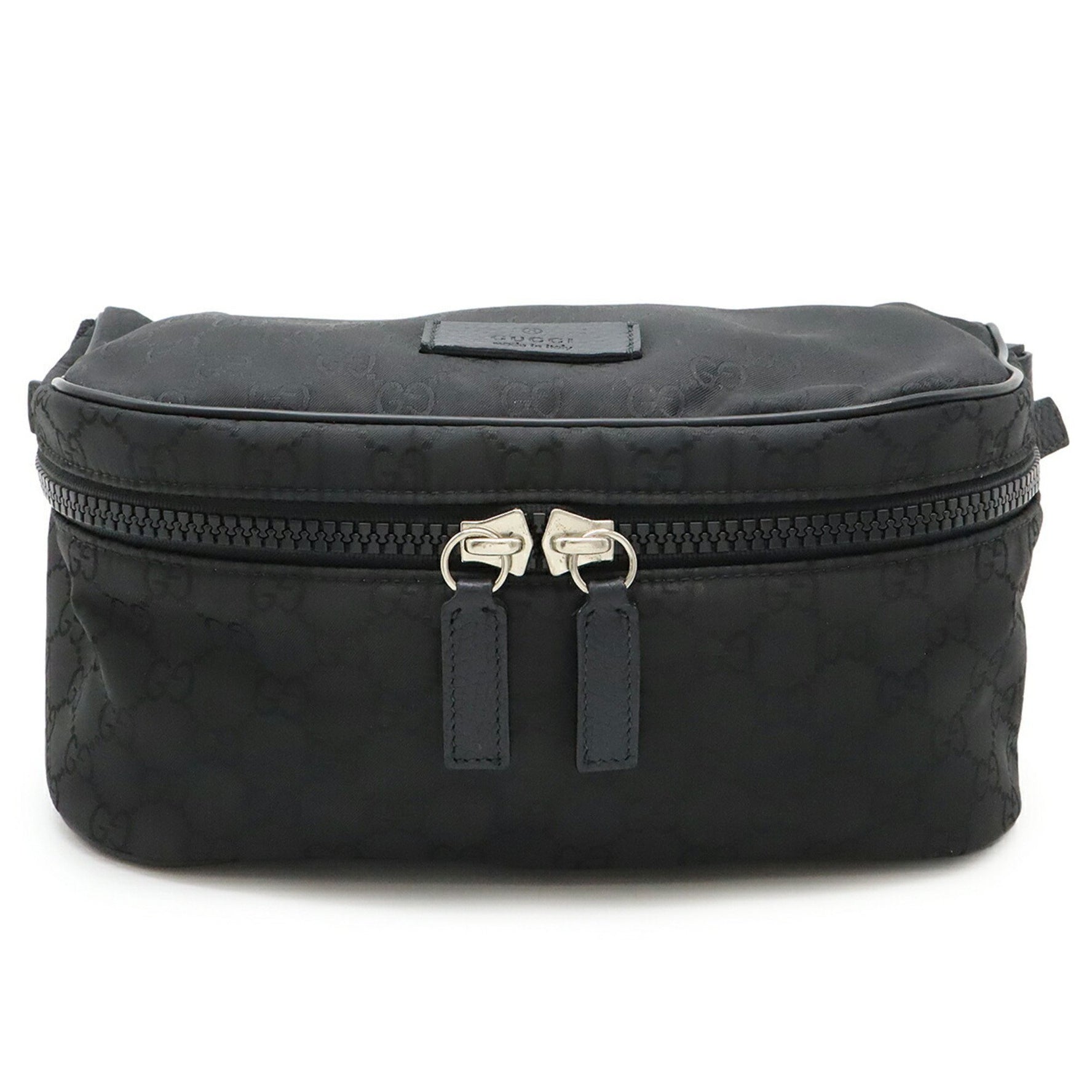 GUCCI GG nylon body bag, waist pouch, hip shoulder leather, black, gray
