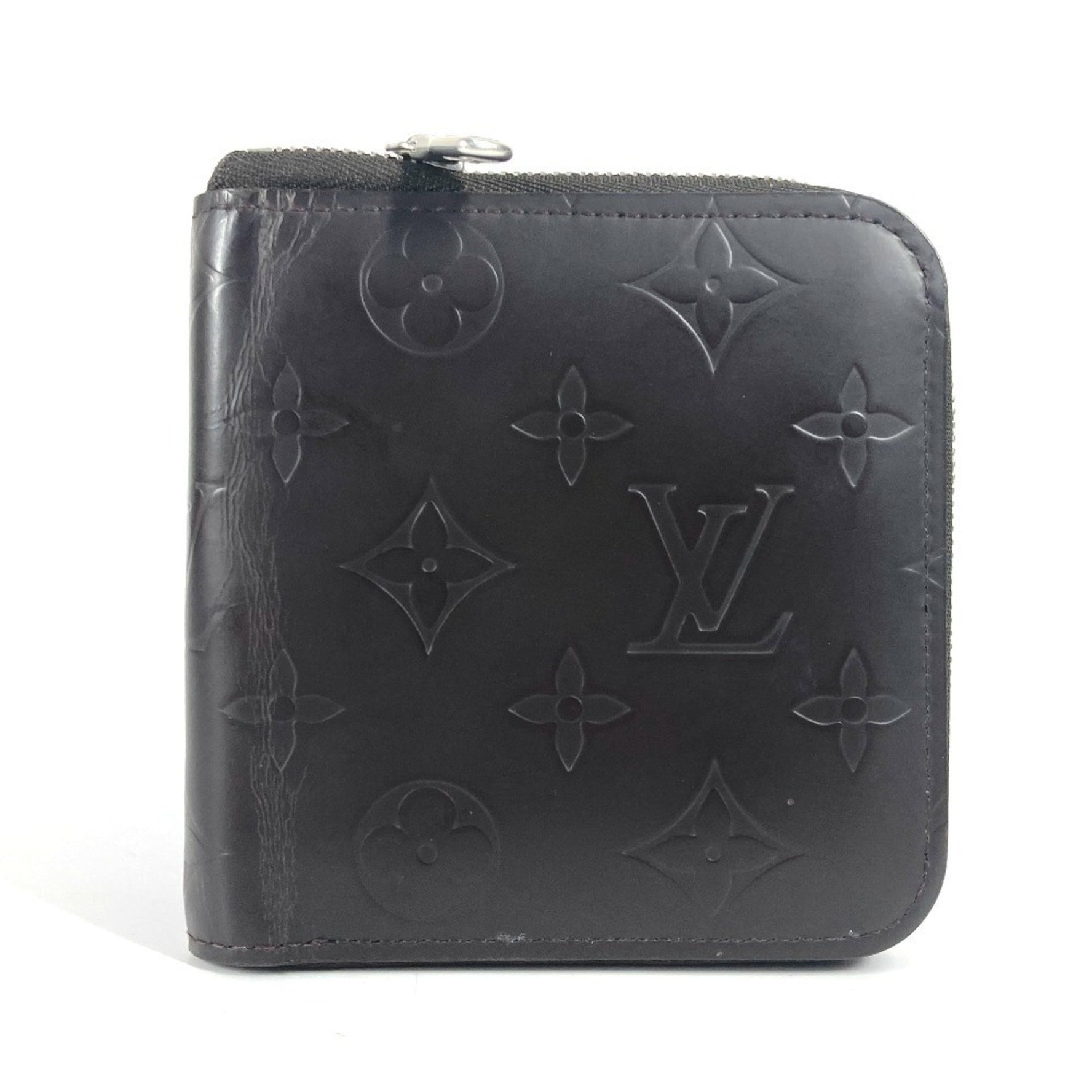 Louis Vuitton Monogram Glace Porte-Bie-Monnaie Zip Compact Wallet Round Zipper Bi-fold Leather Men's
