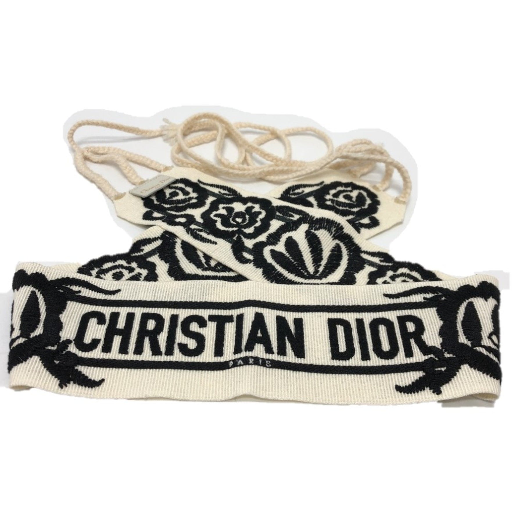 Christian Dior Logo embroidery belt Black