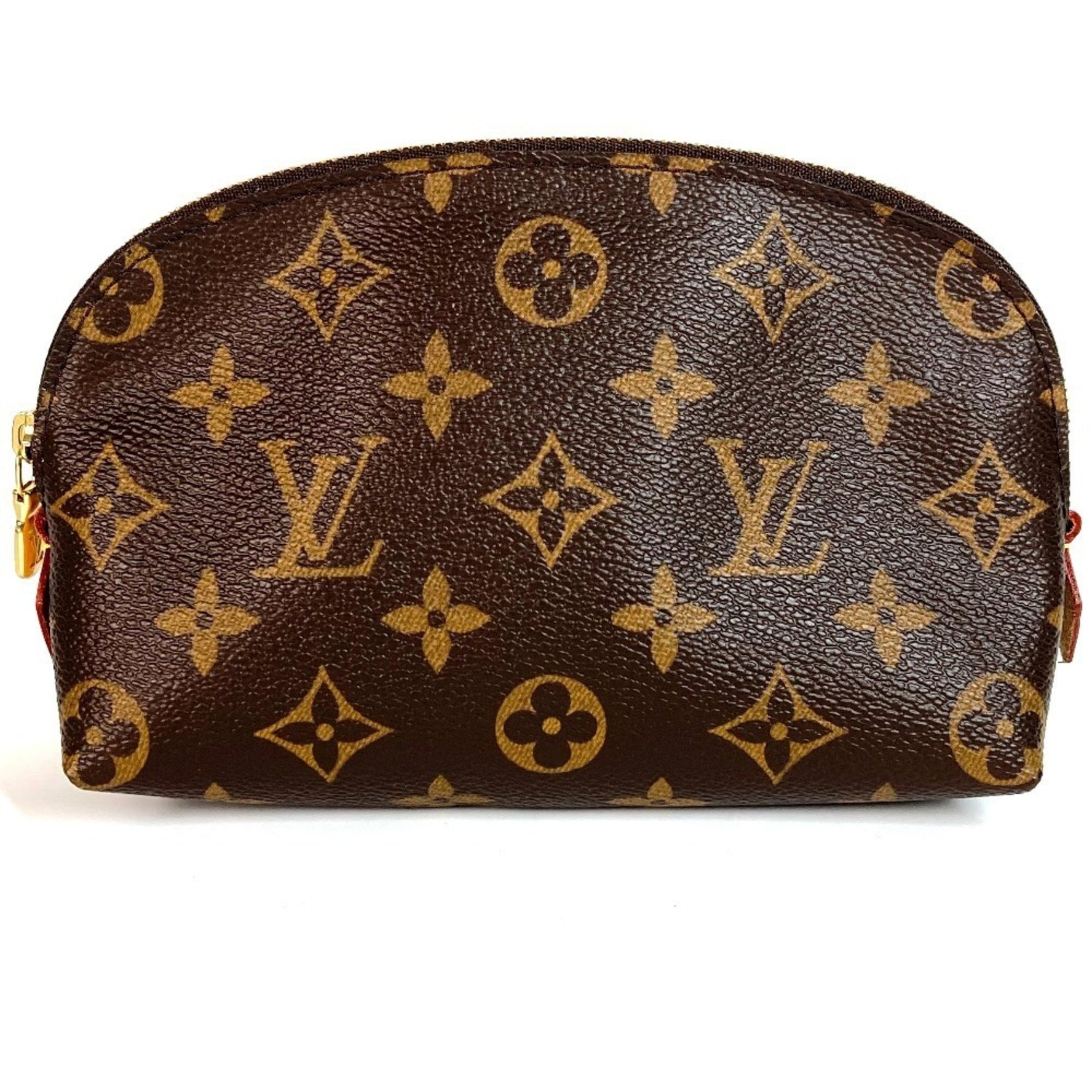 LOUIS VUITTON Monogram Cosmetic Pochette PM Makeup Pouch, Canvas, Brown, Like New