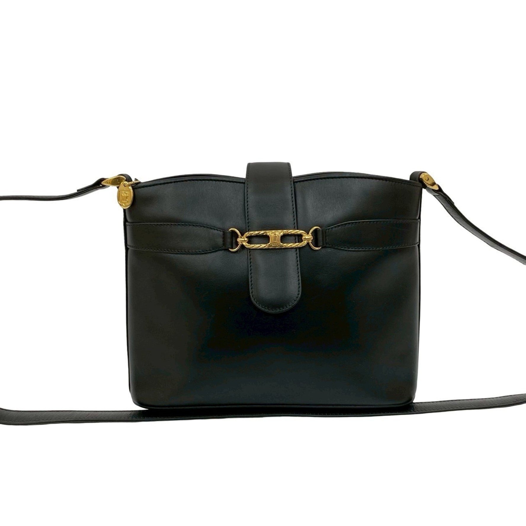 CELINE Triomphe Logo Hardware Leather Shoulder Bag/Pochette/Sacoche