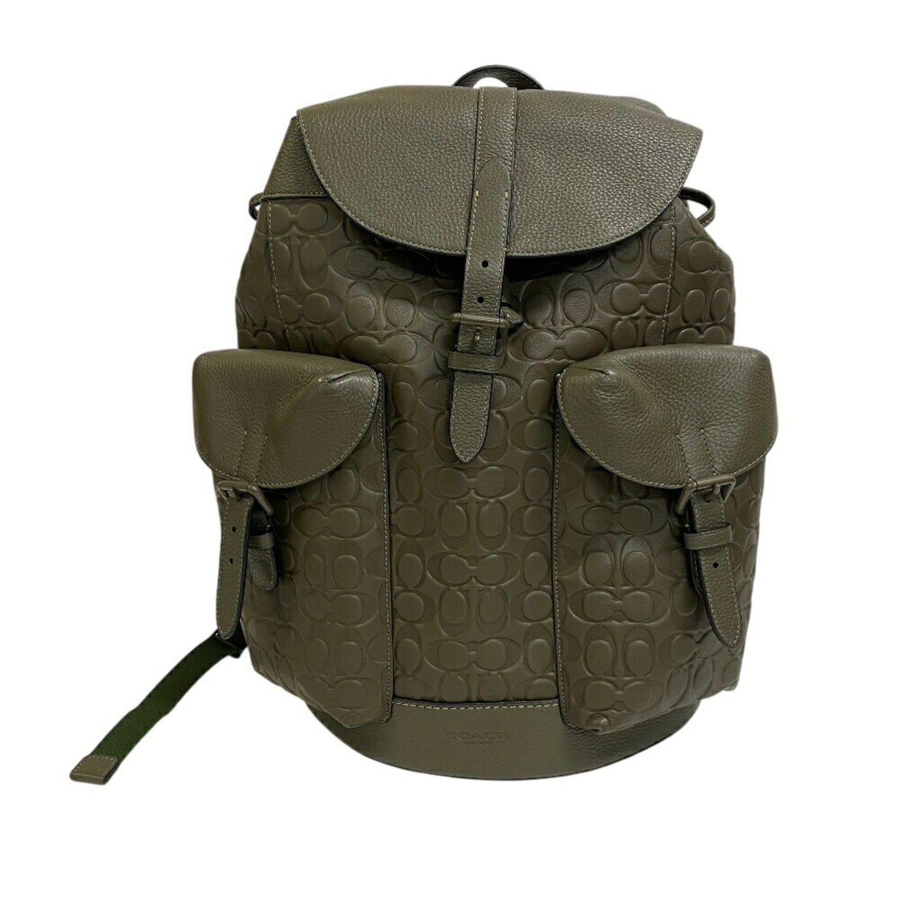 COACH Embossed Drawstring Warner Backpack, Green
