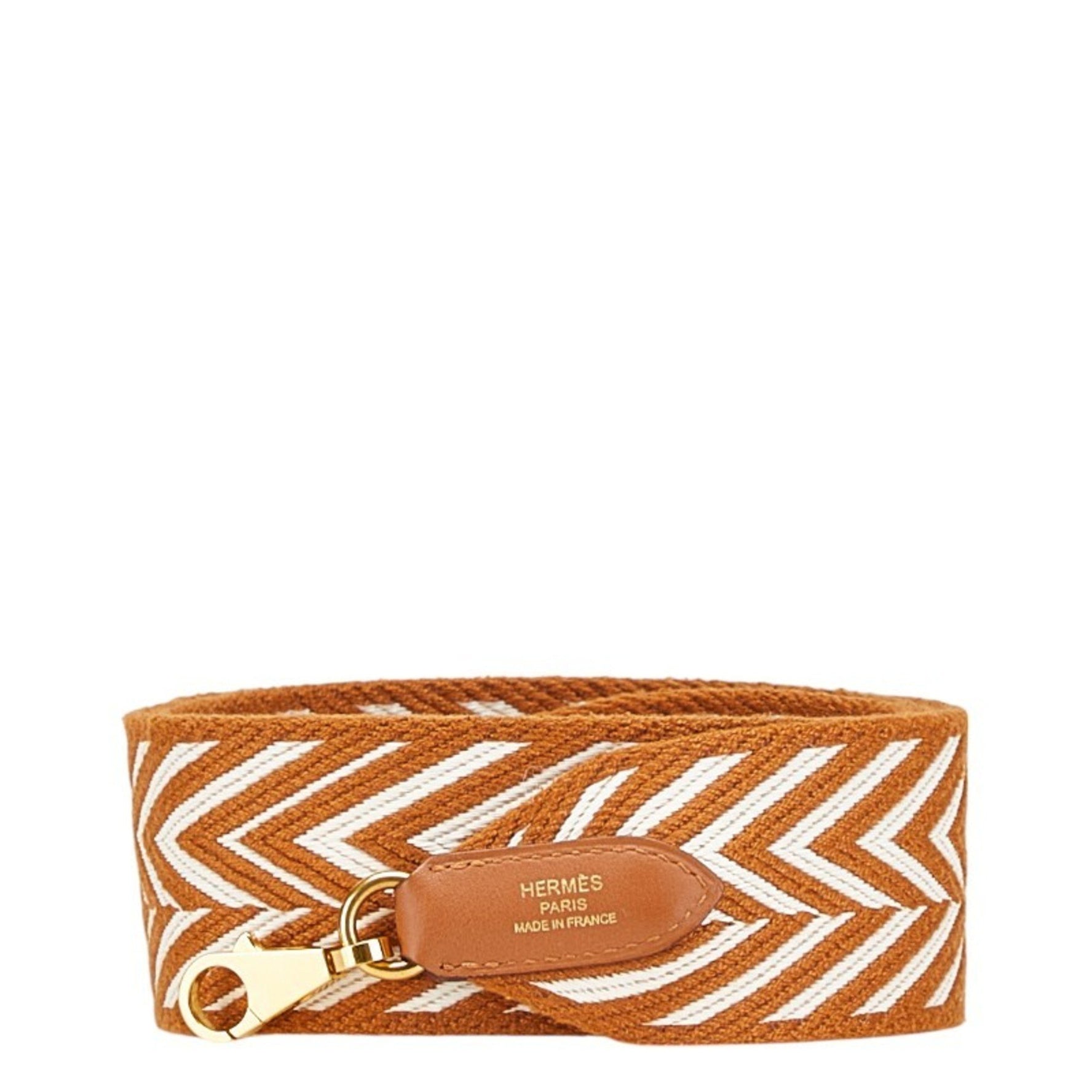 Hermès Bandouliere Sangle Zigzag Shoulder Strap Brown Gold Swift Toile Women's HERMES