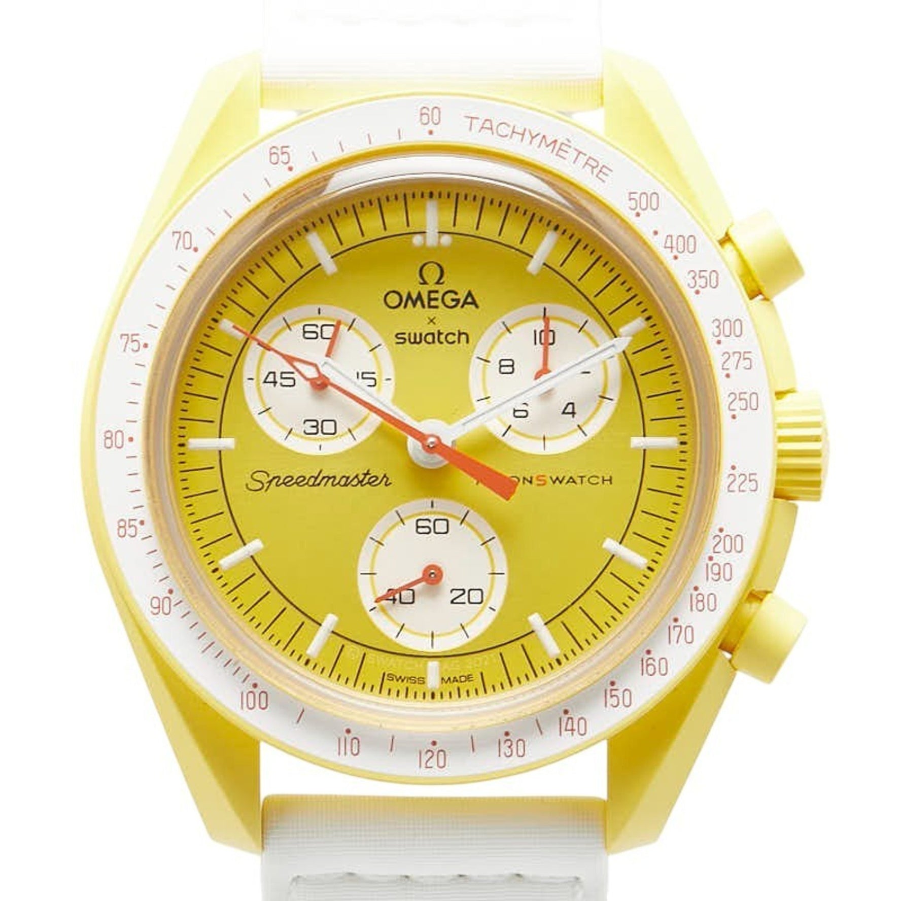 OMEGA x Swatch MoonSwatch Mission to the Sun Watch SO33J100 Quartz Yellow Dial Ceramic Nylon Men's