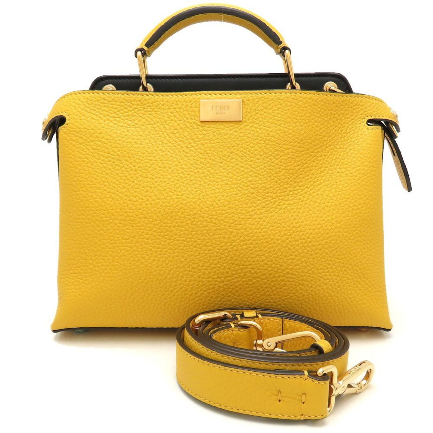 FENDI Peekaboo Iconic Essential Bag Shoulder Selleria Calf SUNFLOWER